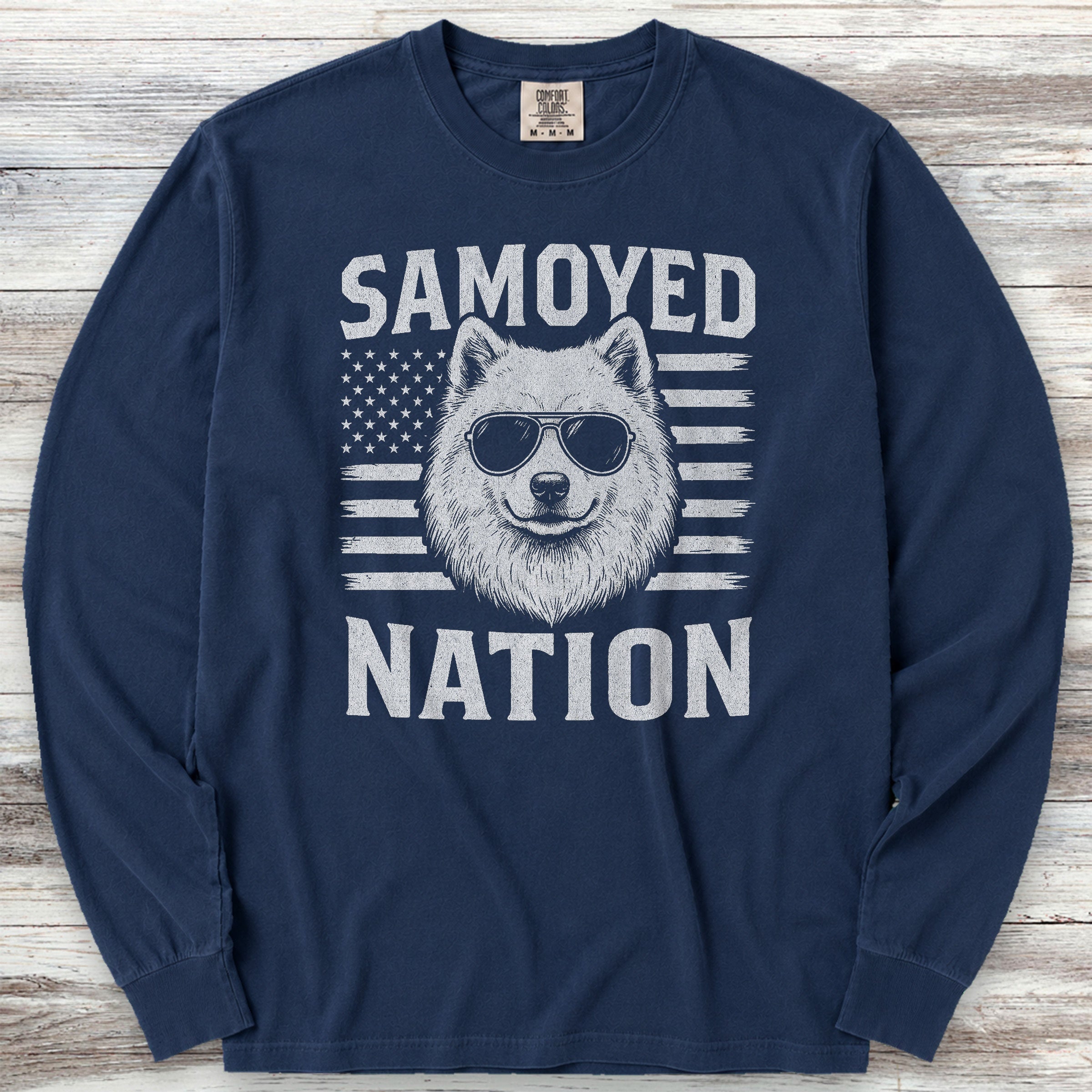 Samoyed Nation Long Sleeve Tee - True Navy