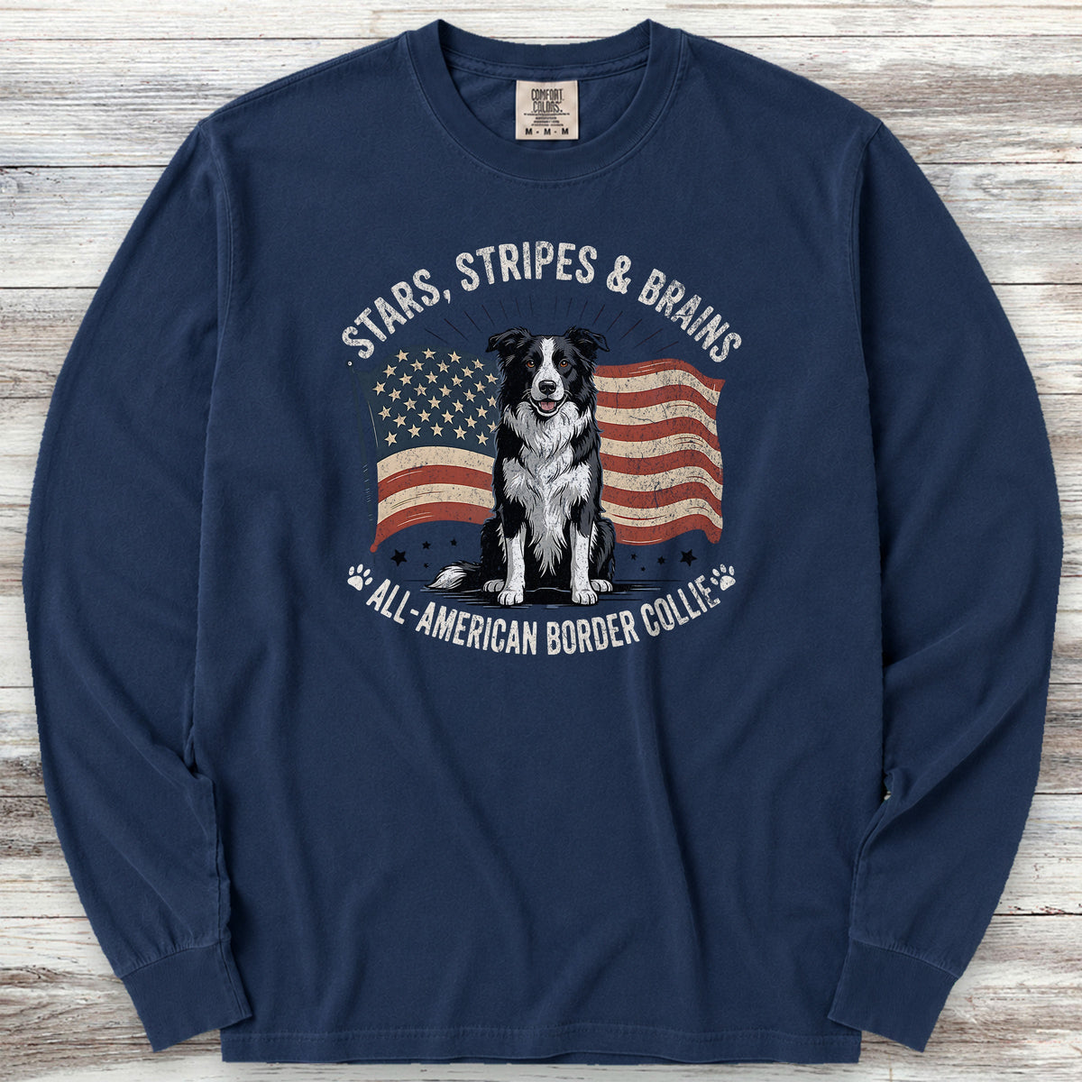 Border Collie All American Long Sleeve Tee - True Navy