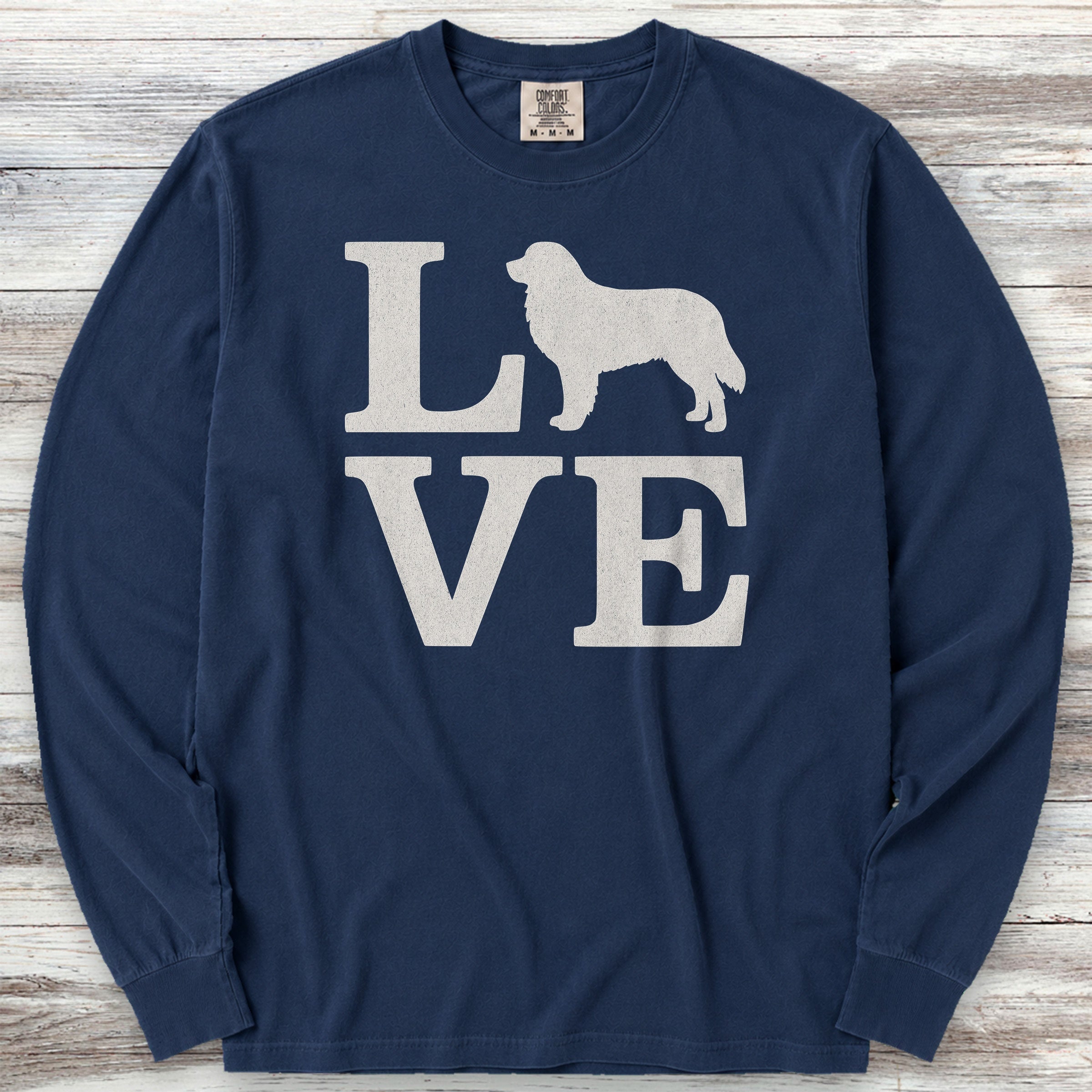 Bernese Mountain Dog Love Long Sleeve Tee - True Navy
