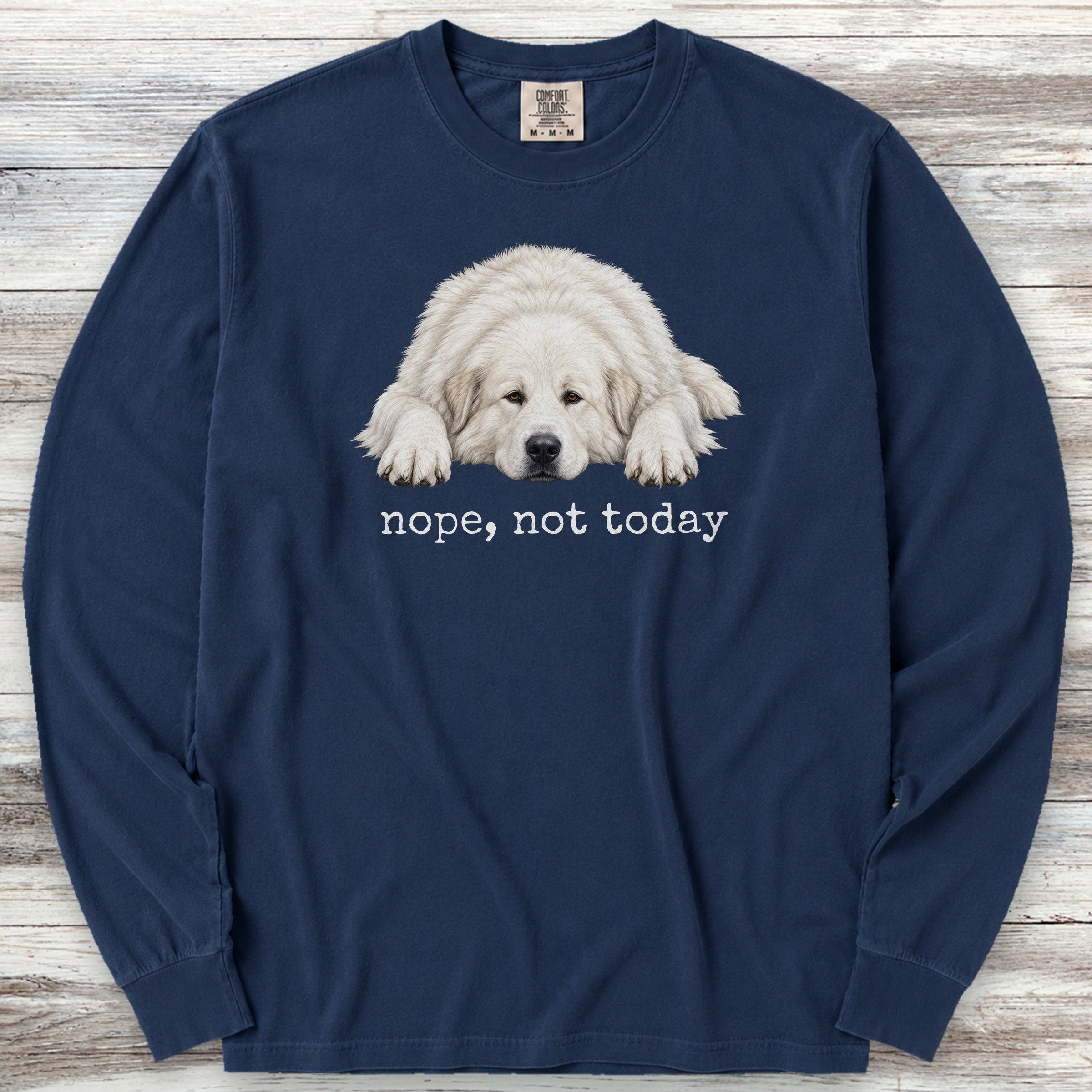 Great Pyrenees Nope Long Sleeve Tee - True Navy