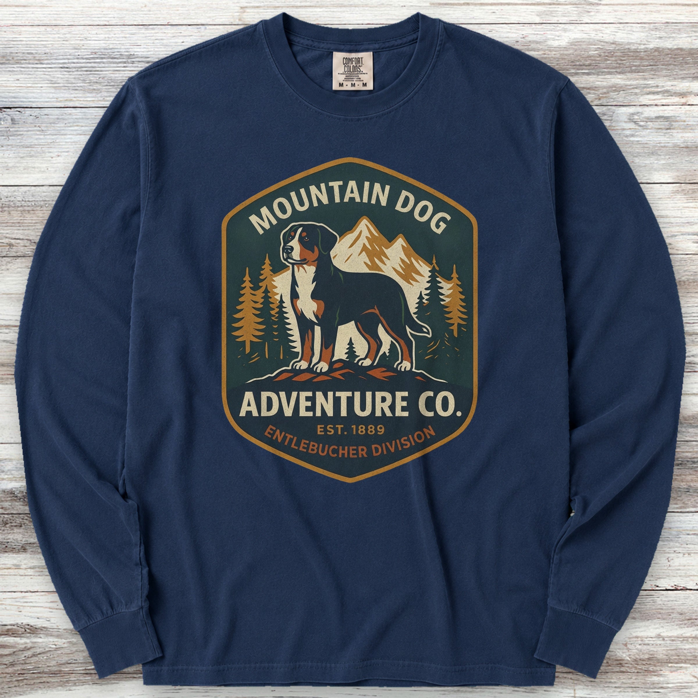 Entlebucher Mountain Dog Adventure Co Long Sleeve Tee - True Navy
