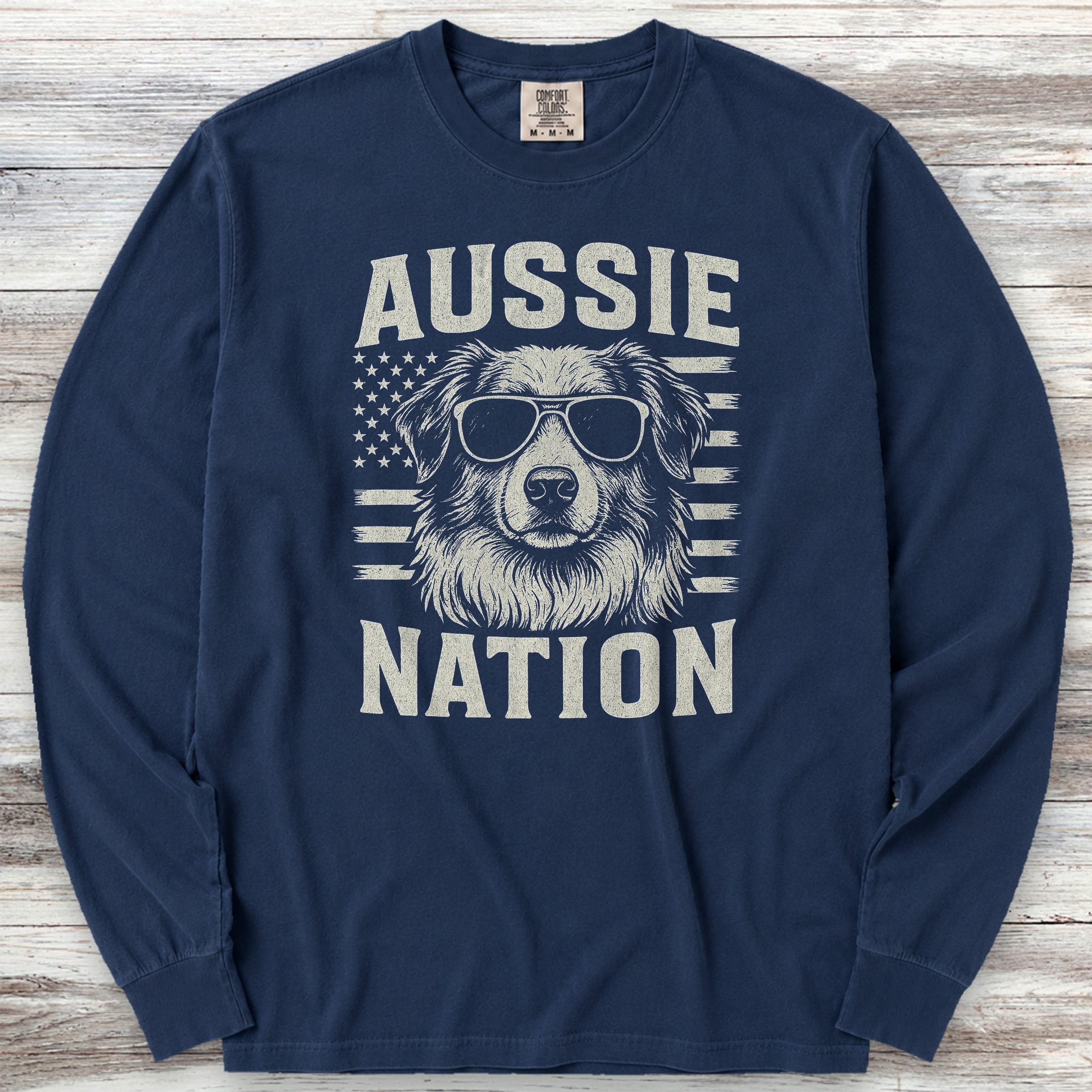 Australian Shepherd Nation Long Sleeve Tee - True Navy