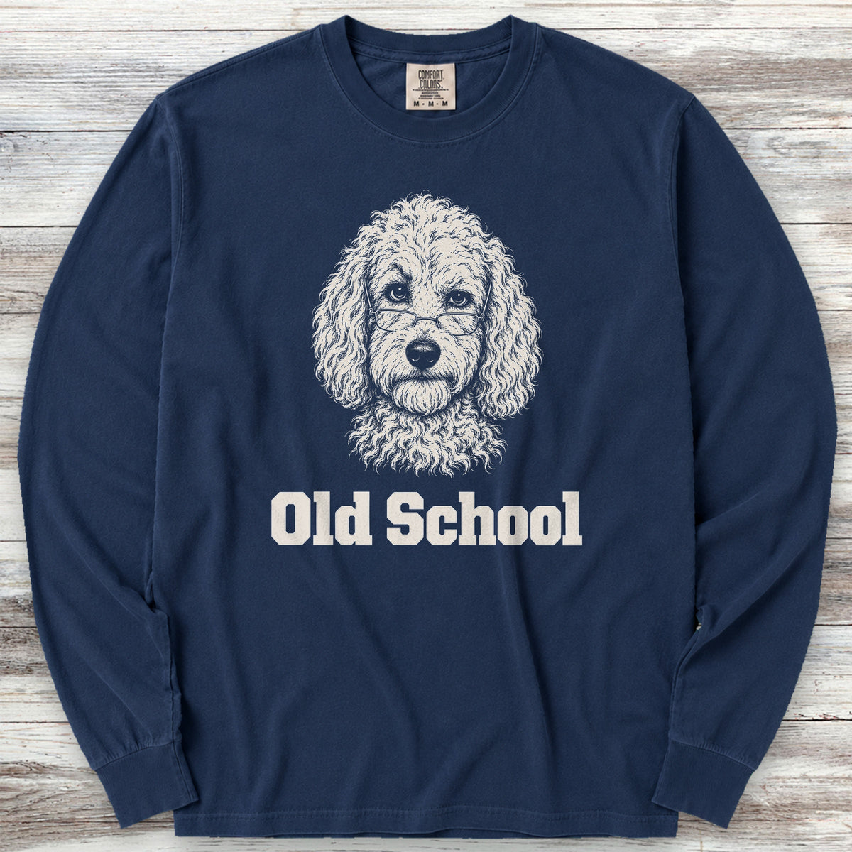 Doodle Old School Long Sleeve Tee - True Navy