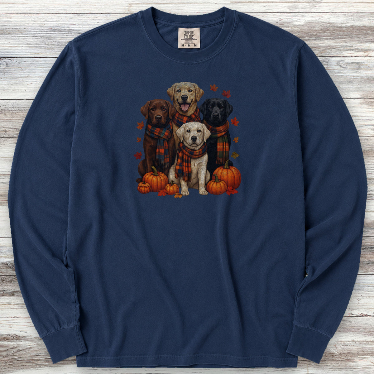 Labrador Retriever Fall Long Sleeve Tee - True Navy