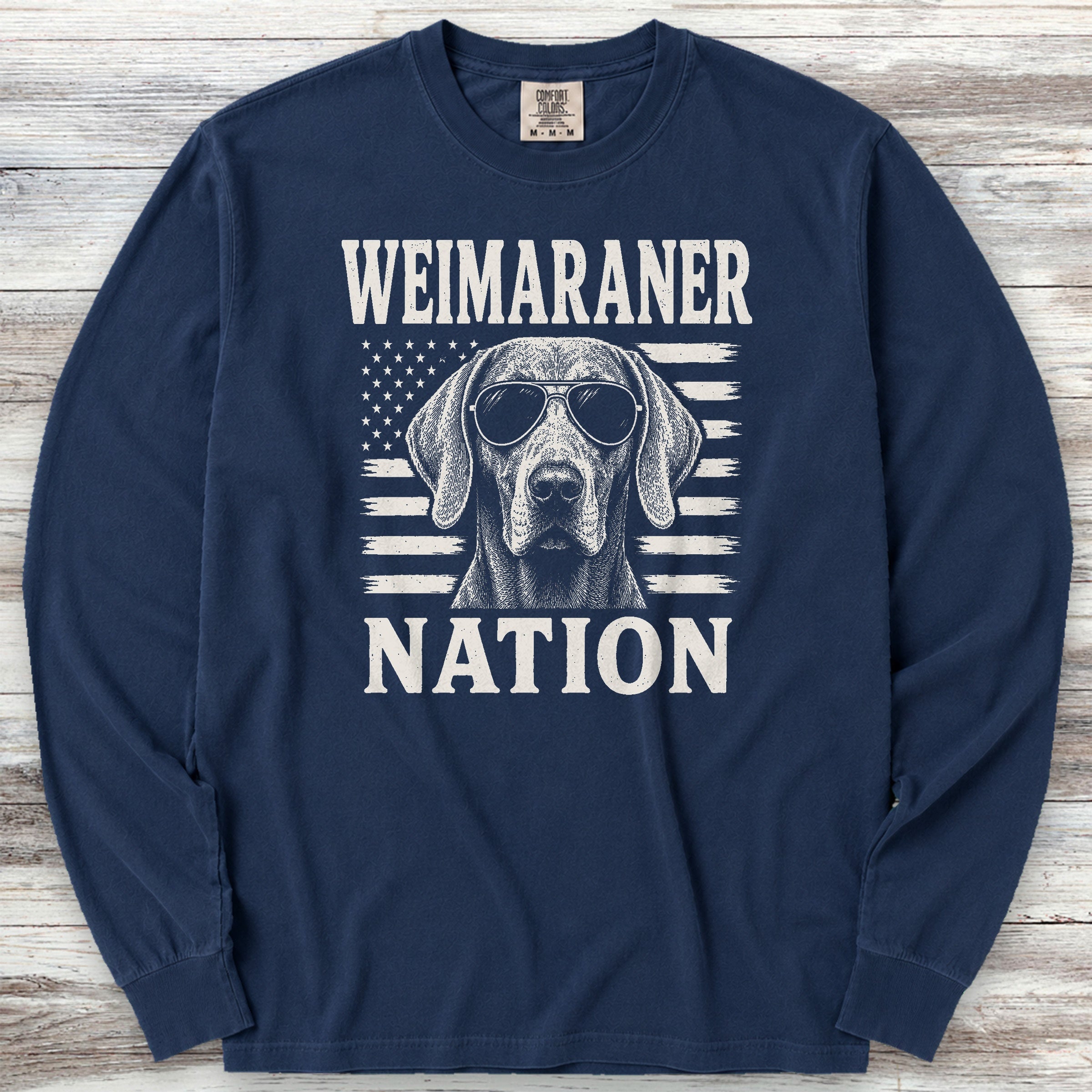 Weimaraner Nation Long Sleeve Tee - True Navy