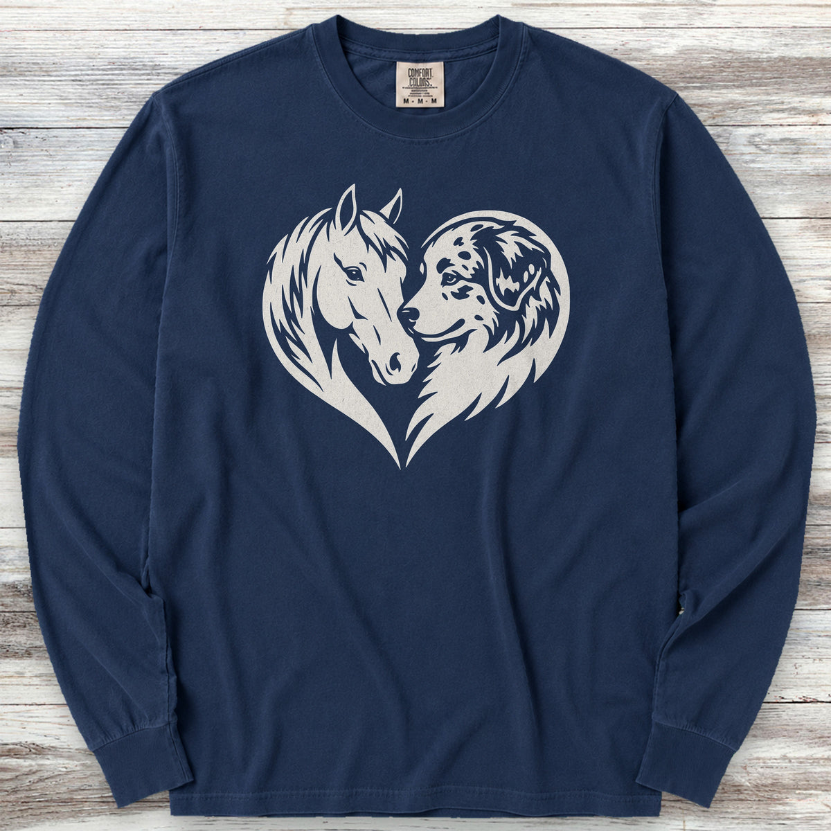 American Shepherd Horse Heart Bond Long Sleeve Tee - True Navy