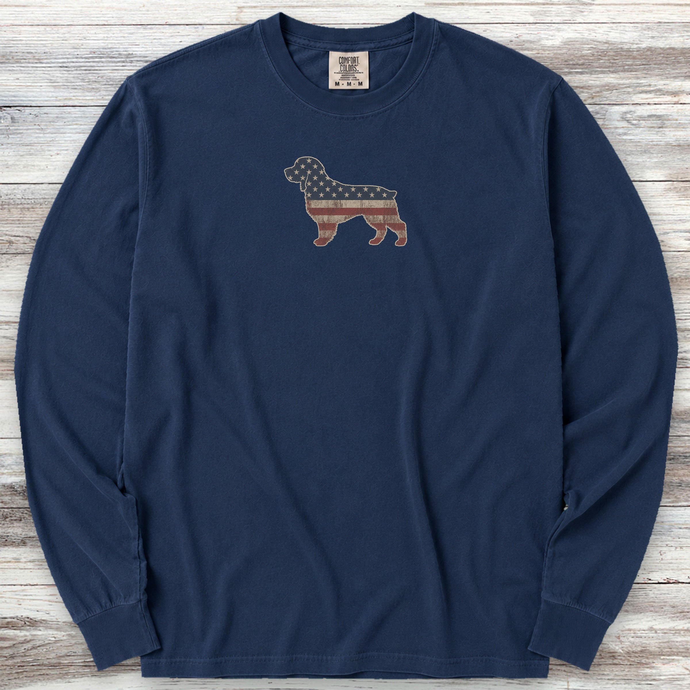 Boykin Spaniel Vintage USA Long Sleeve Tee - True Navy