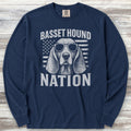 Basset Hound Nation Long Sleeve Tee - True Navy