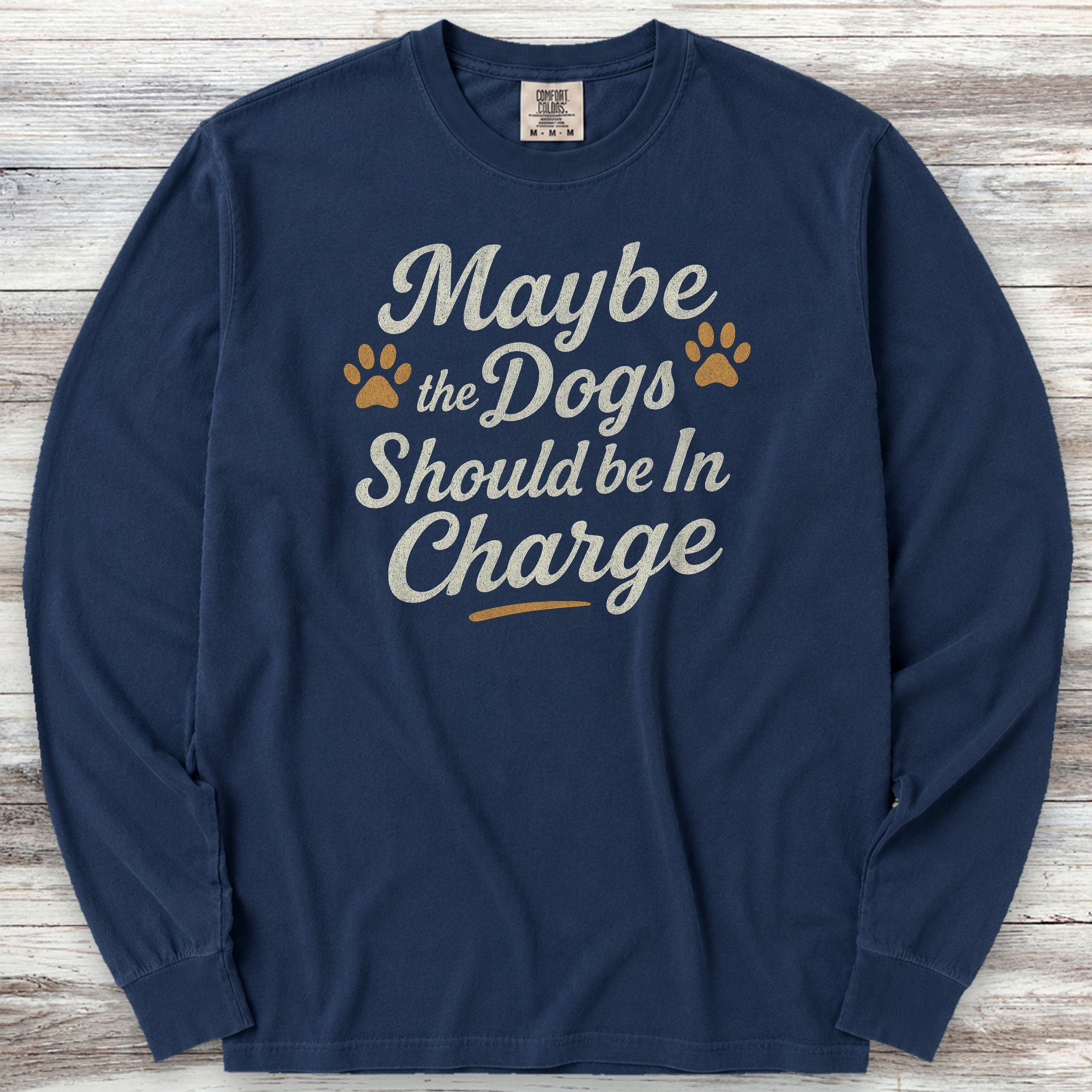 Dogs In Charge Long Sleeve Tee - True Navy