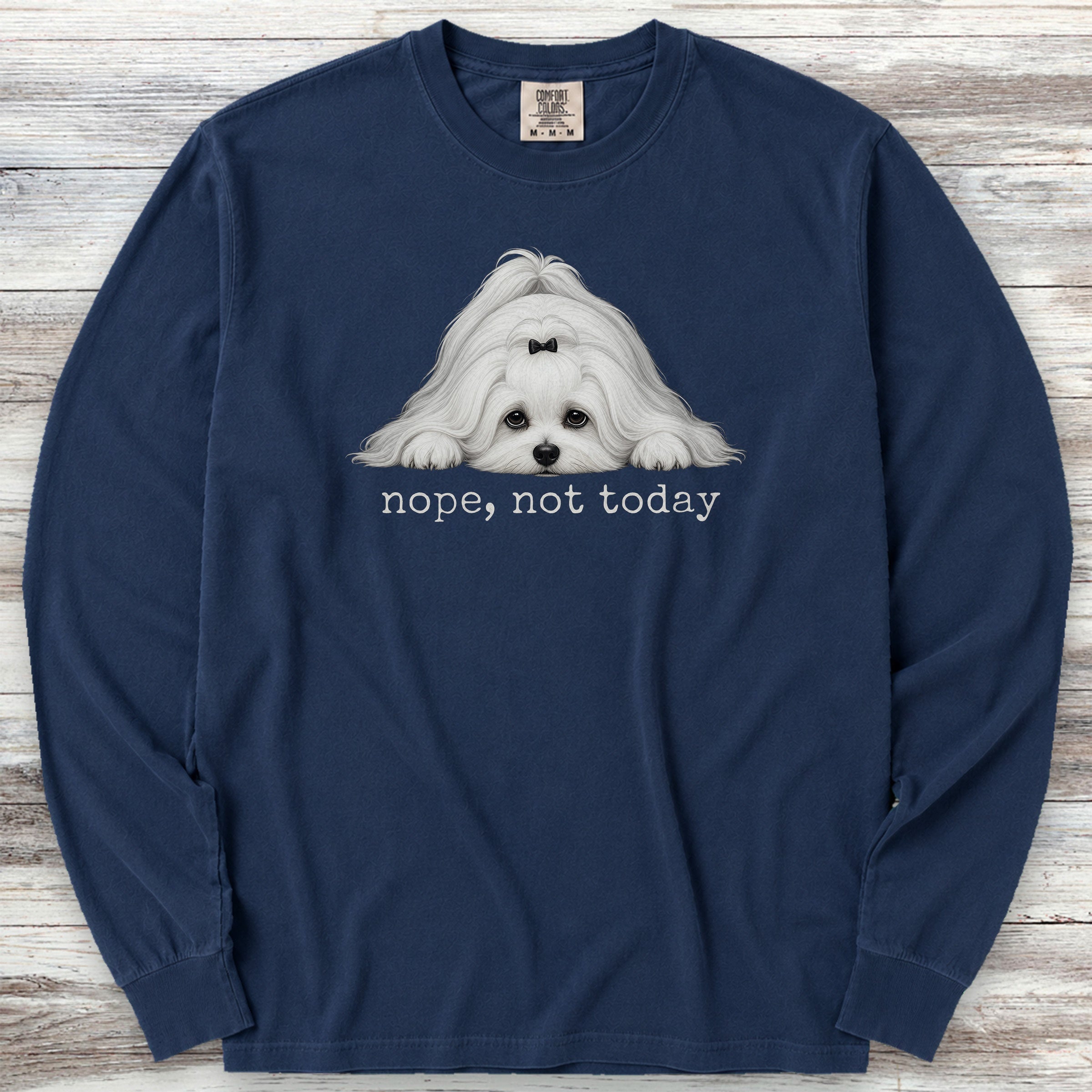 Maltese Nope Long Sleeve Tee - True Navy
