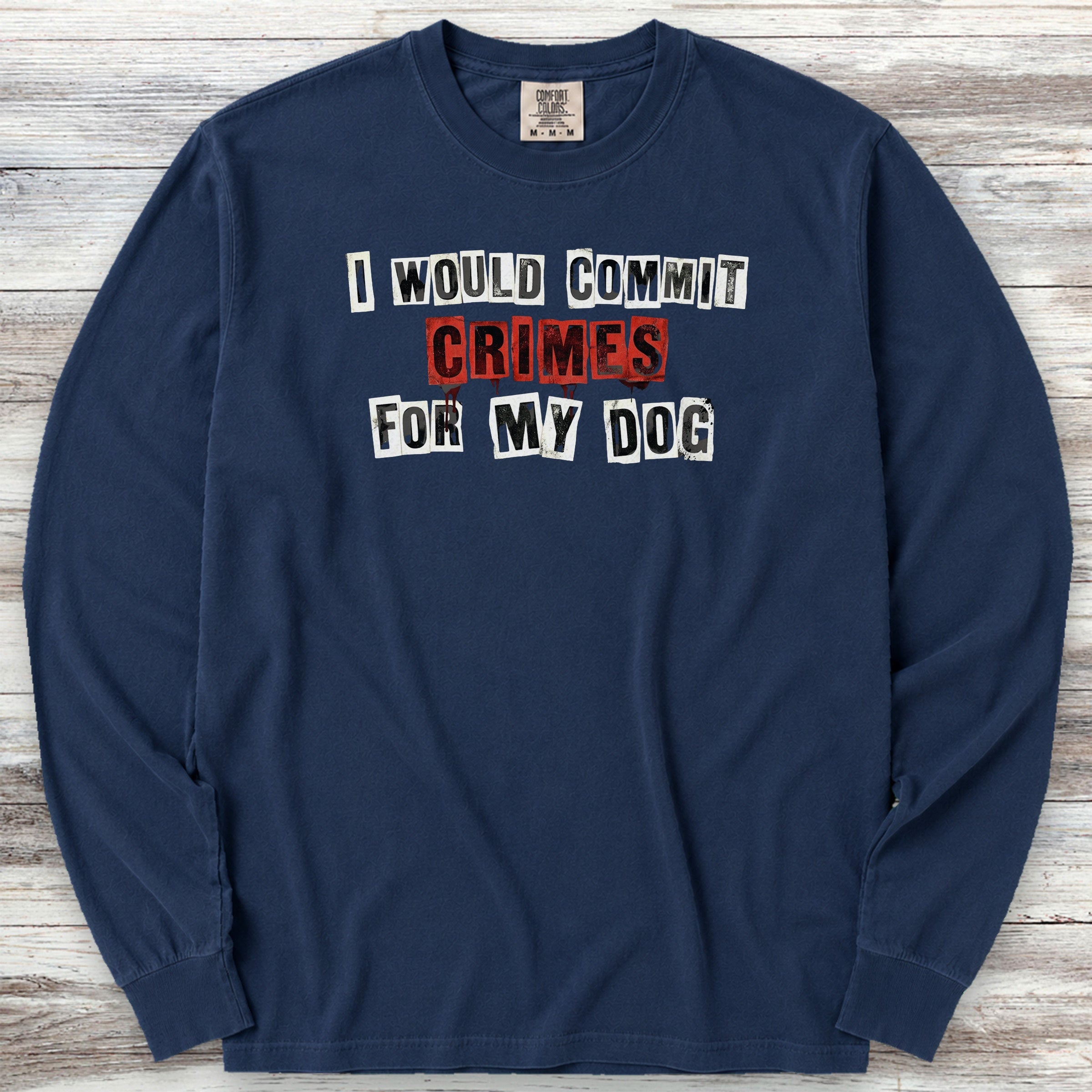 Dog Crimes Long Sleeve Tee - True Navy