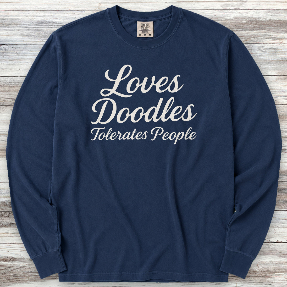 Doodle Tolerates People Long Sleeve Tee - True Navy