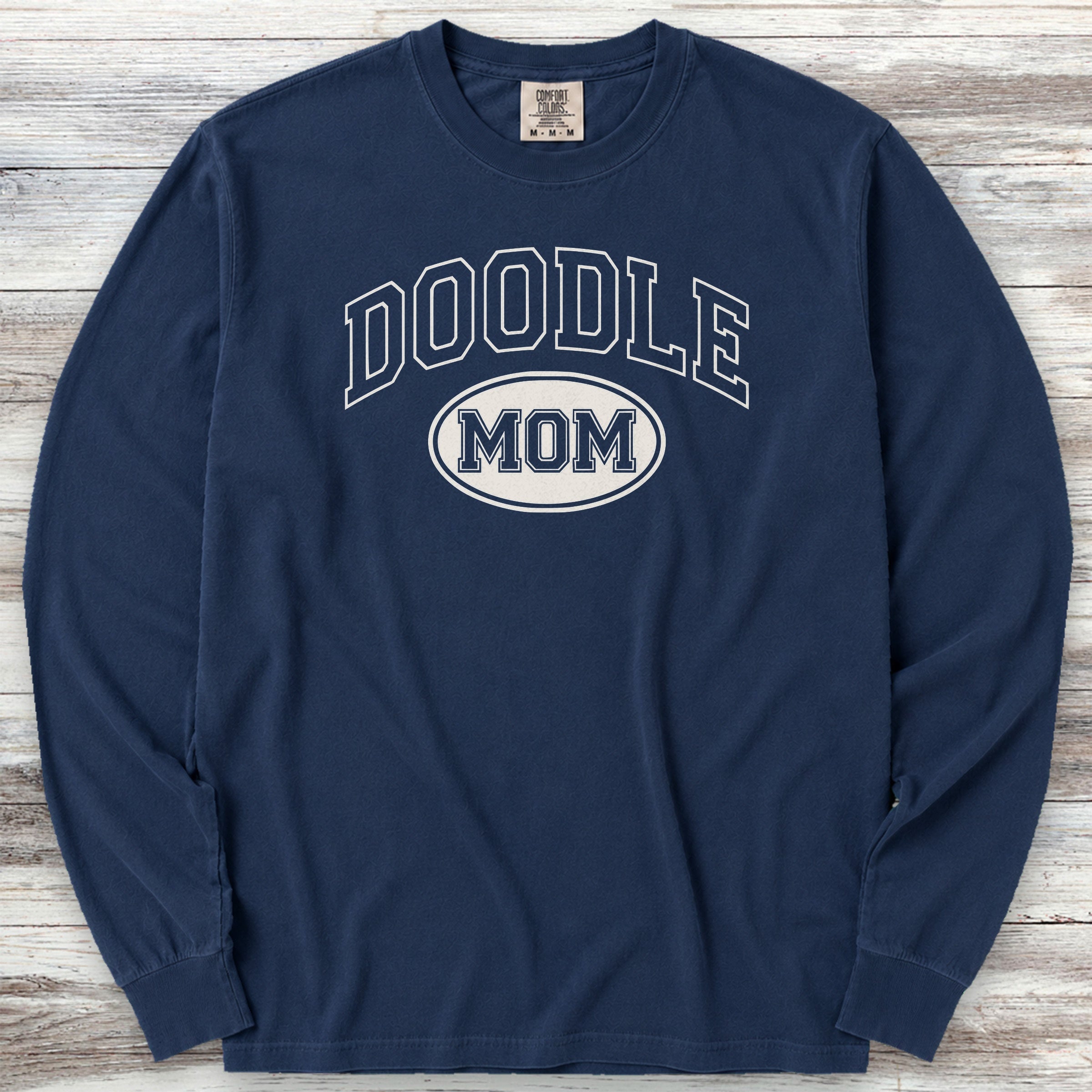 Doodle University Mom Long Sleeve Tee - True Navy