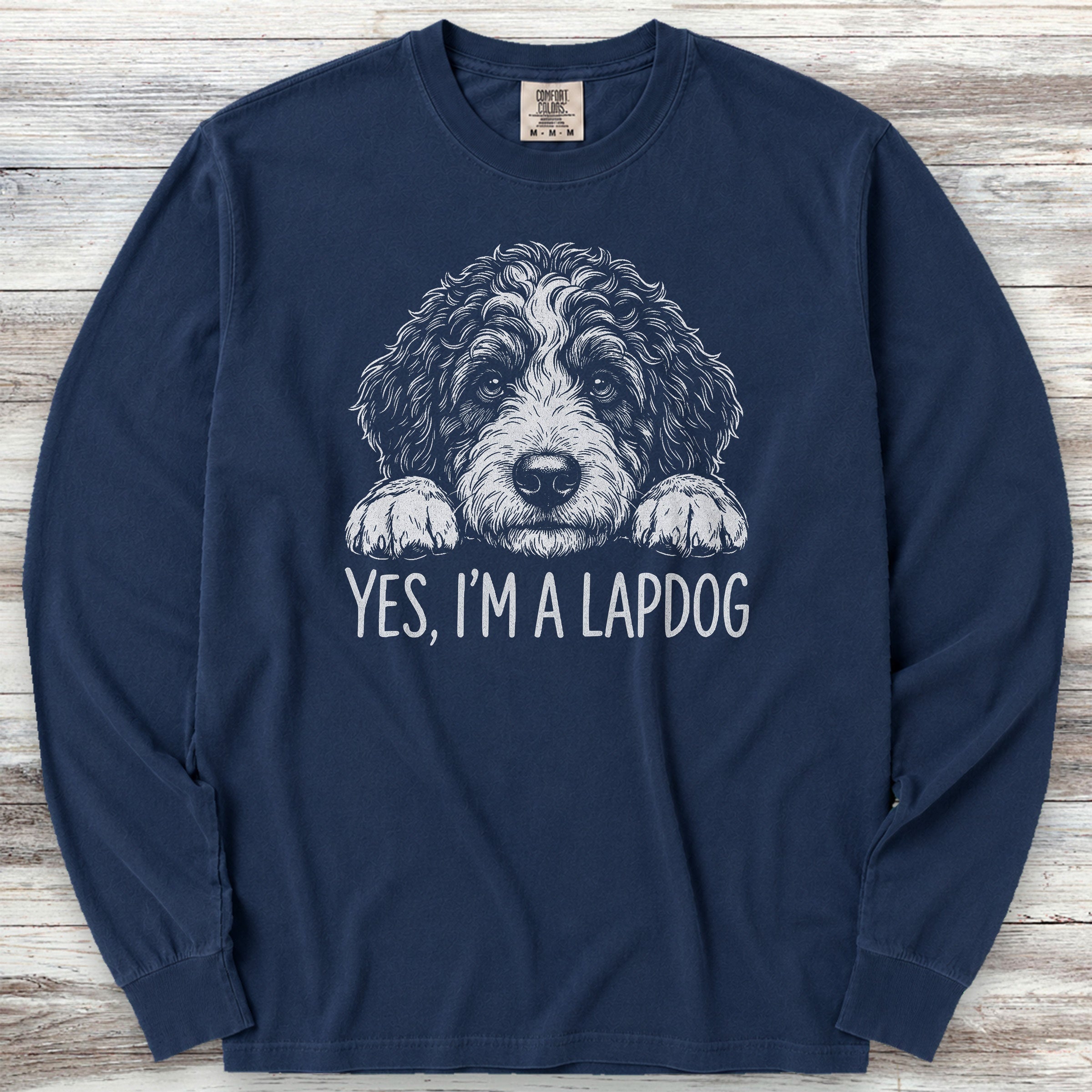 Bernedoodle Lapdog Long Sleeve Tee - True Navy