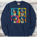 Swiss Mountain Dog Pop Art Long Sleeve Tee - True Navy