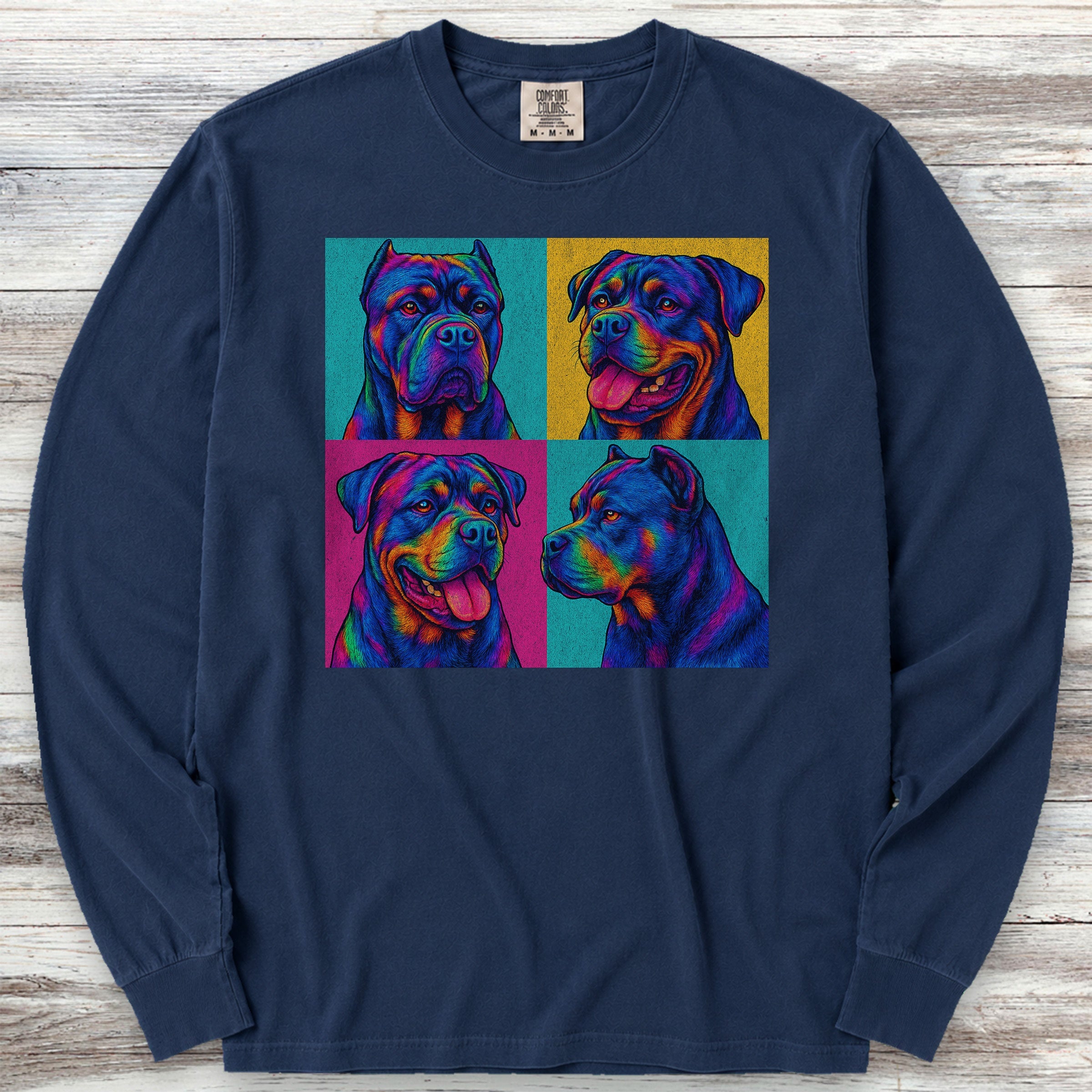 Cane Corso Pop Art Long Sleeve Tee - True Navy