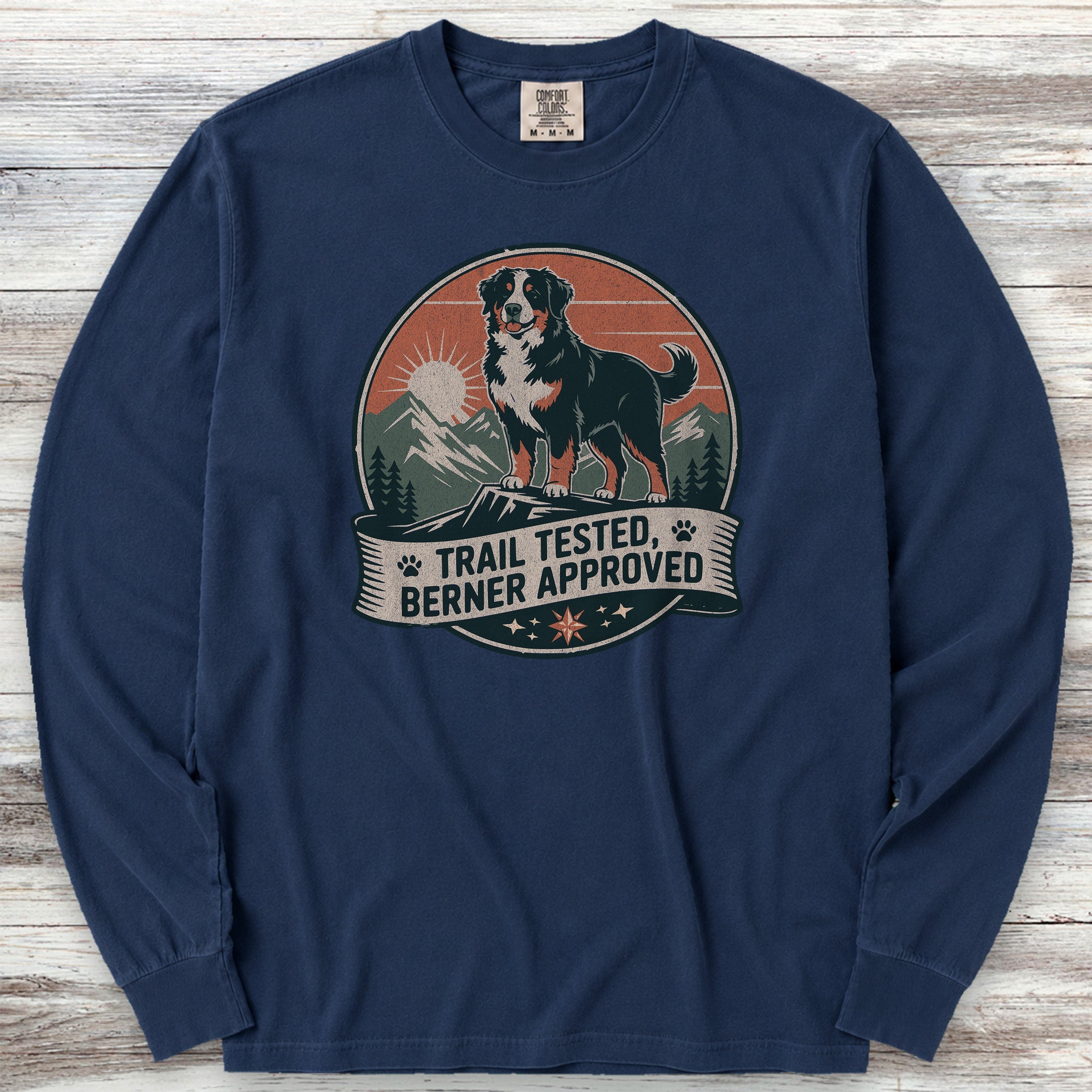Bernese Mountain Dog Tested Long Sleeve Tee - True Navy