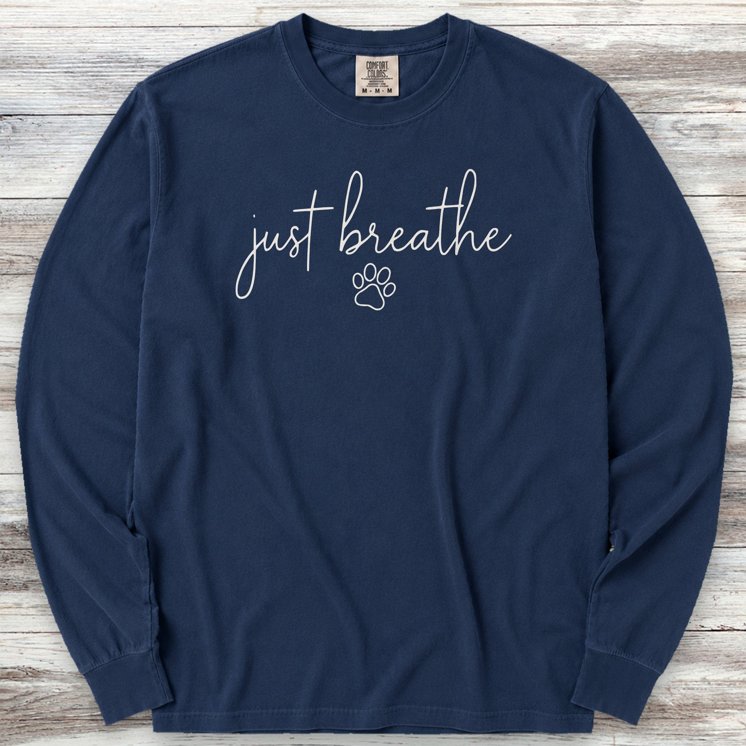 just breathe Long Sleeve Tee - True Navy