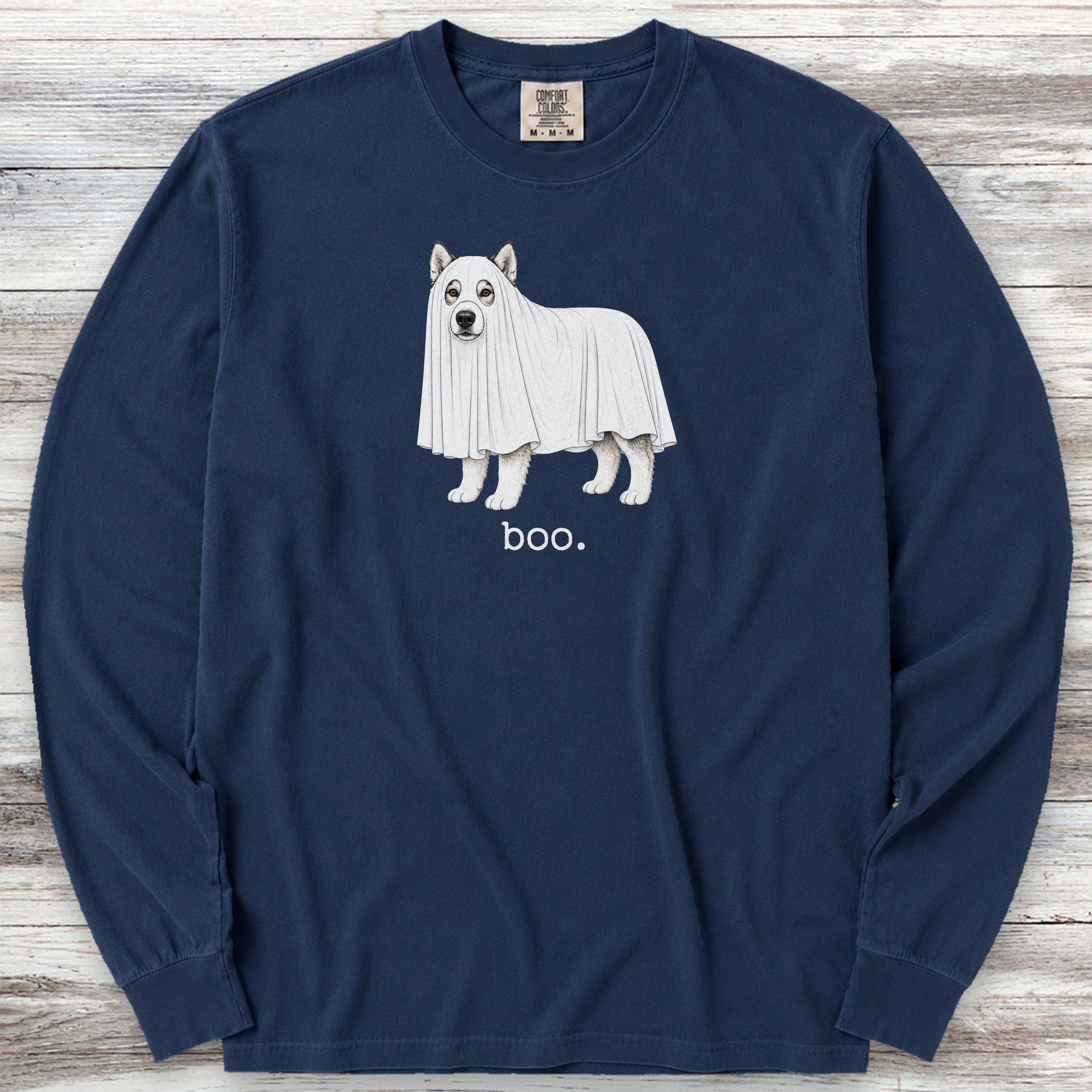 Alaskan Malamute Boo Long Sleeve Tee - True Navy
