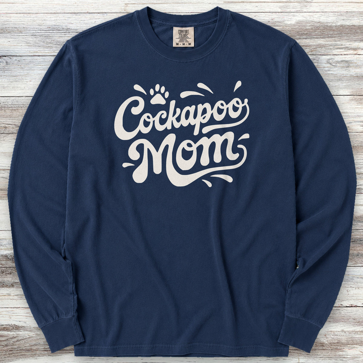 Cockapoo Groovy Mom Long Sleeve Tee - True Navy
