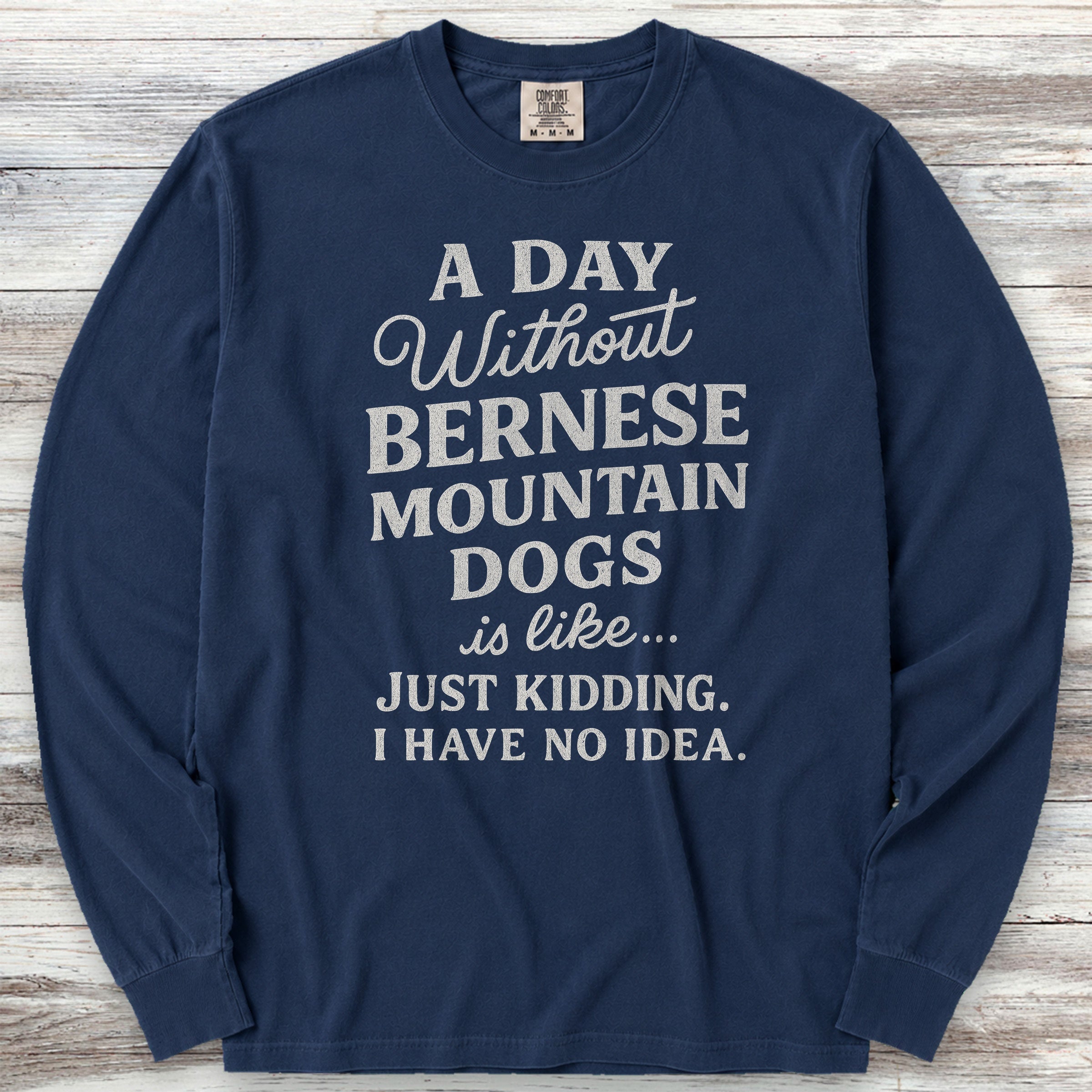 Bernese Mountain Dog Day Long Sleeve Tee - True Navy