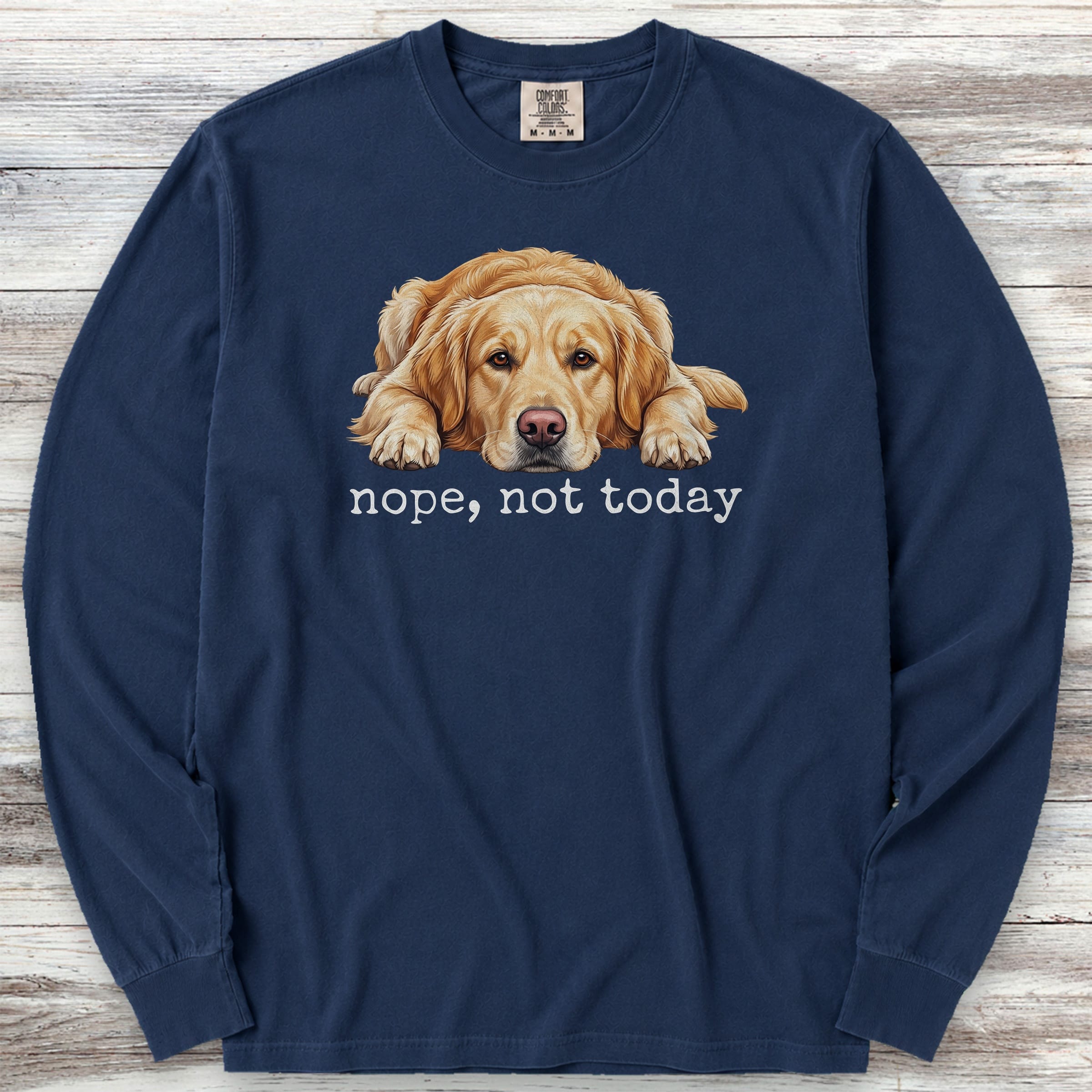 Golden Retriever Nope Long Sleeve Tee - True Navy