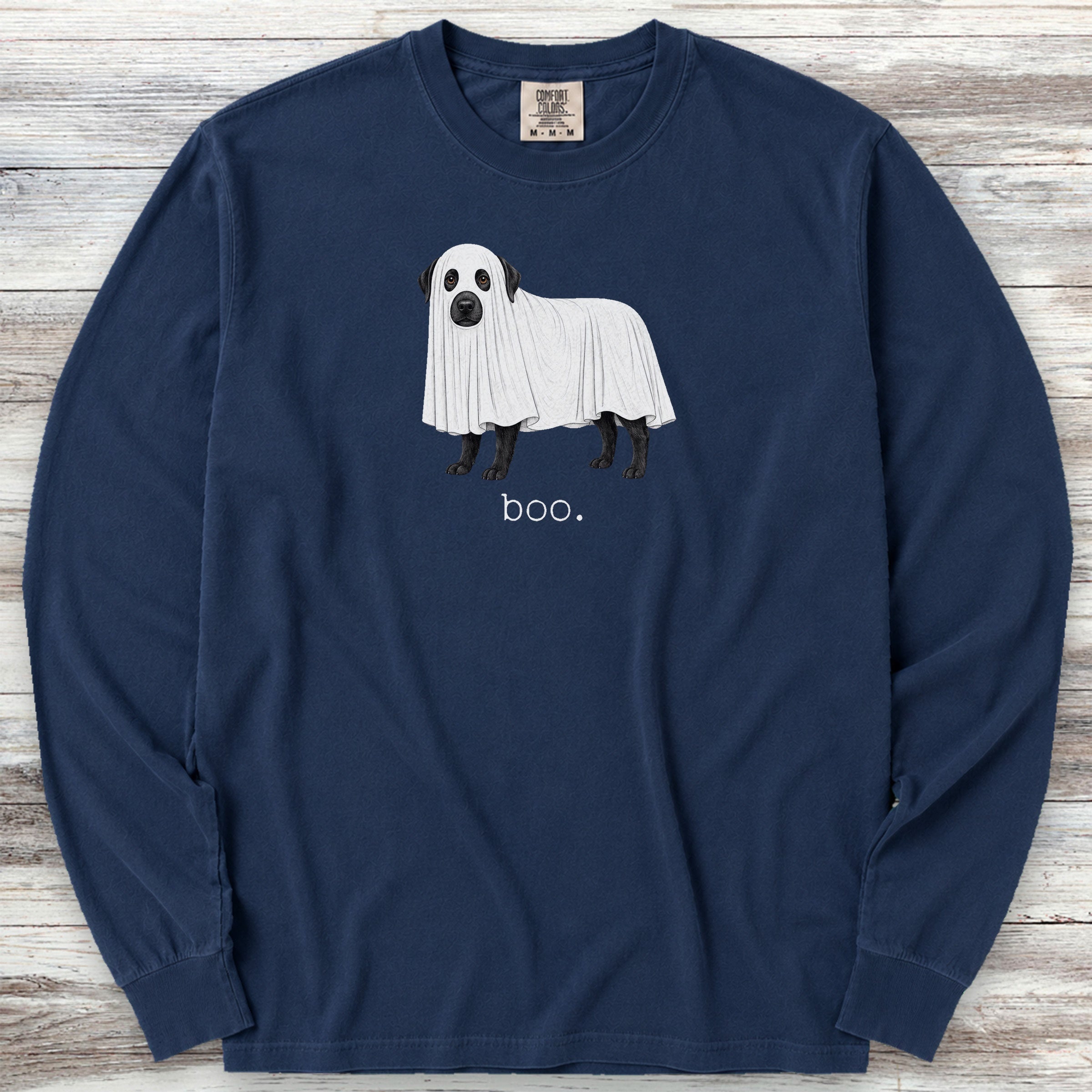 Labrador Retriever Black Boo Long Sleeve Tee - True Navy