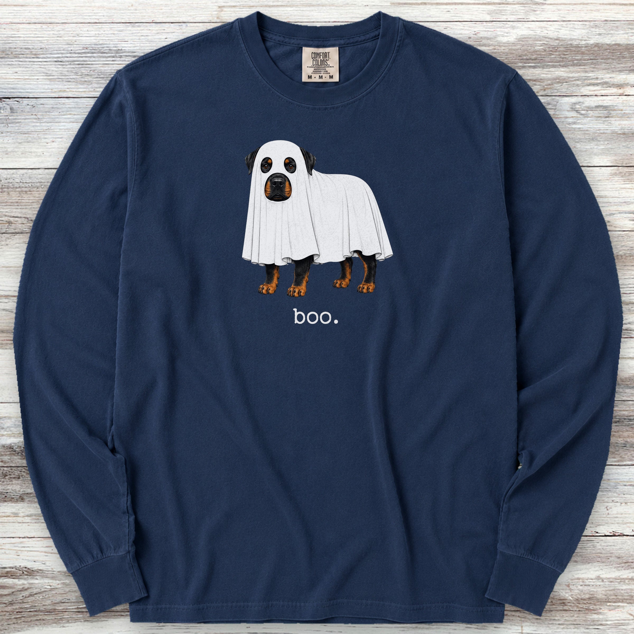 Rottweiler Boo Long Sleeve Tee - True Navy