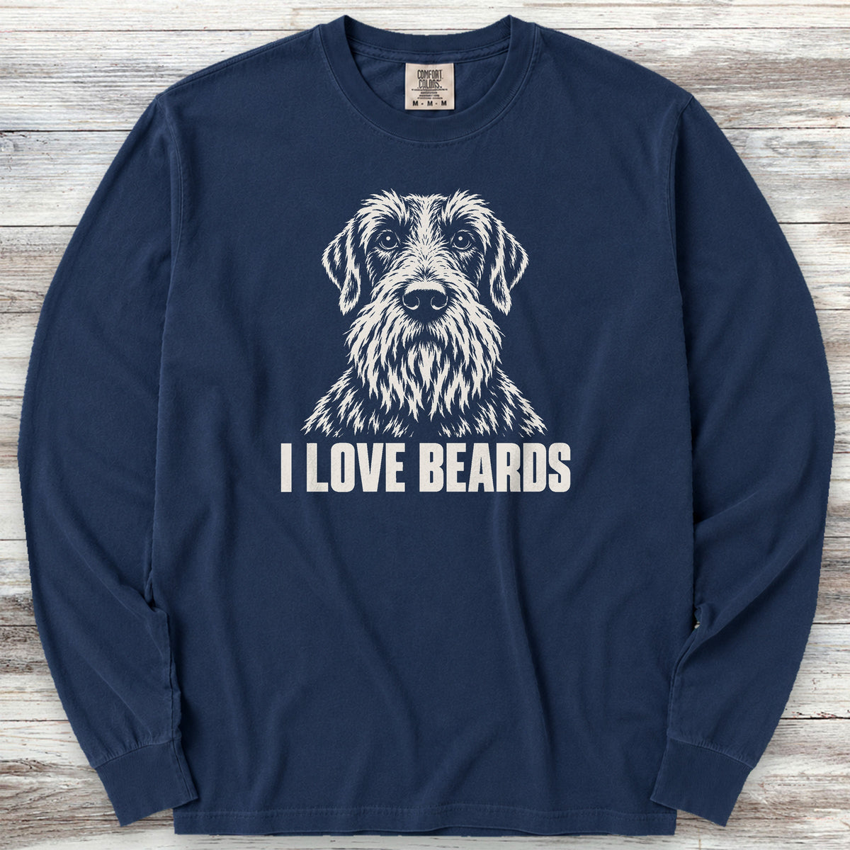 Wirehaired Pointing Griffon I Love Beards Long Sleeve Tee - True Navy