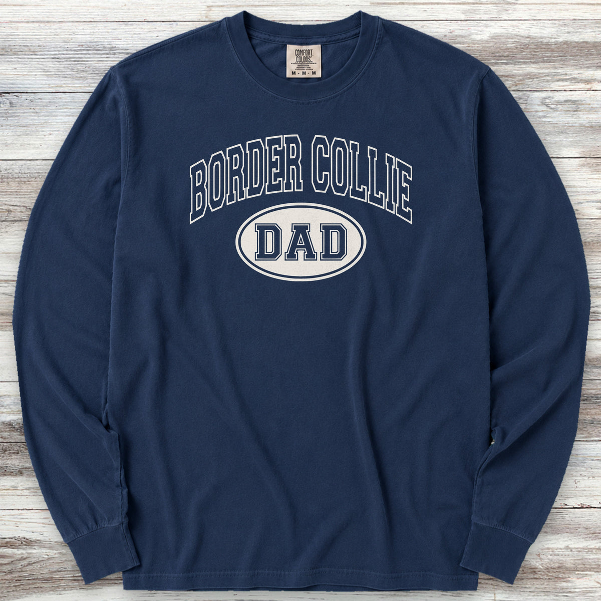 Border Collie Dad Long Sleeve Tee - True Navy
