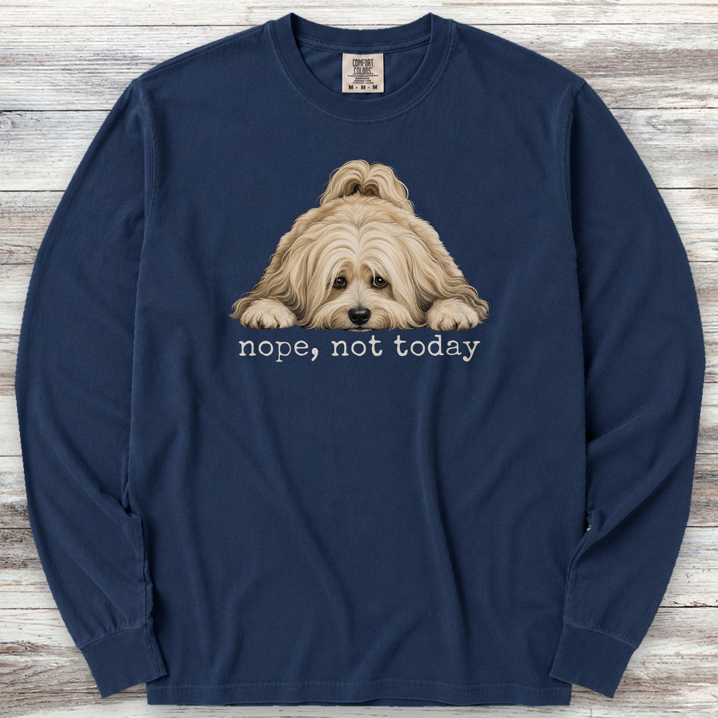 Havanese Nope Long Sleeve Tee - True Navy
