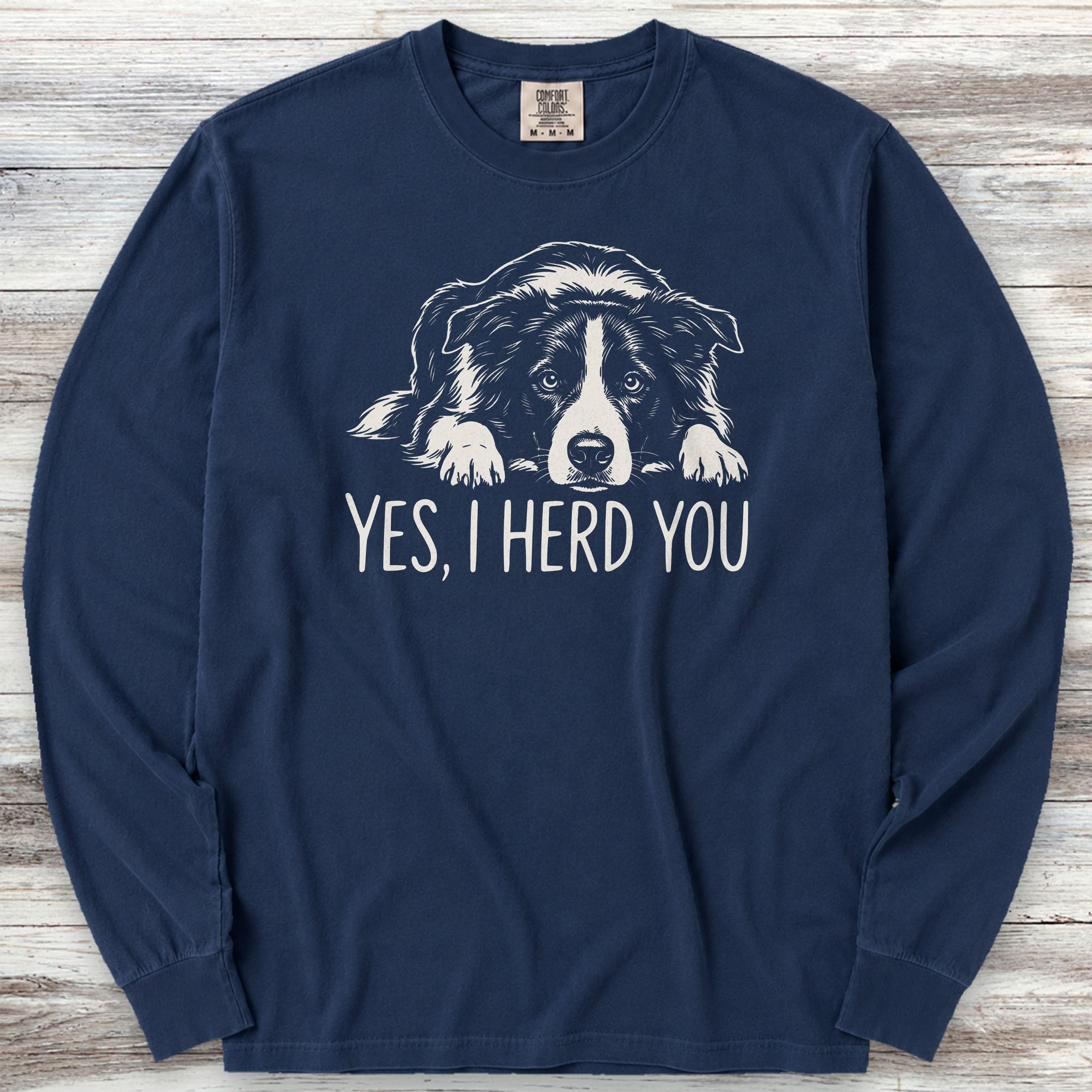 Border Collie Herd You Long Sleeve Tee - True Navy