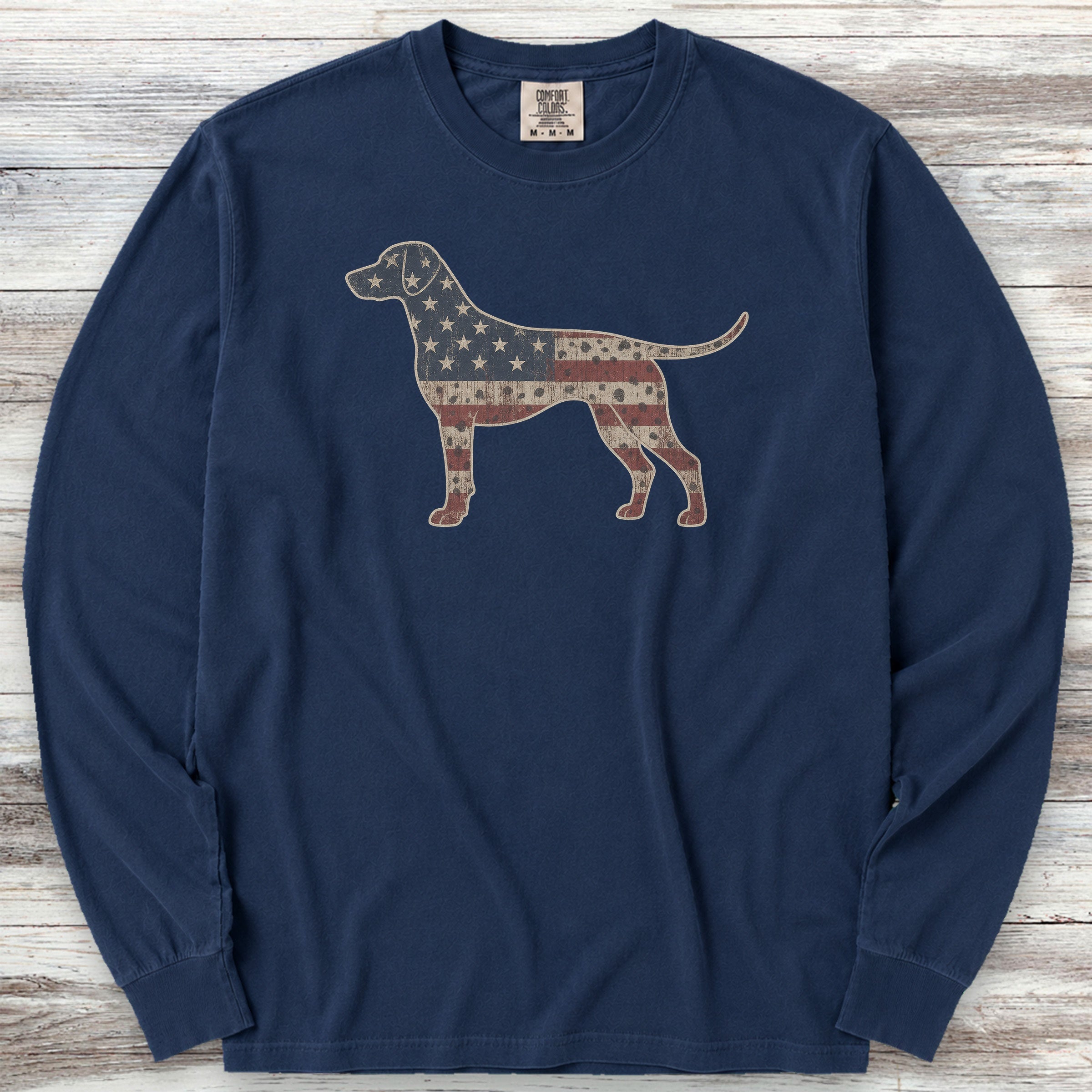 Dalmatian Vintage USA Long Sleeve Tee - True Navy