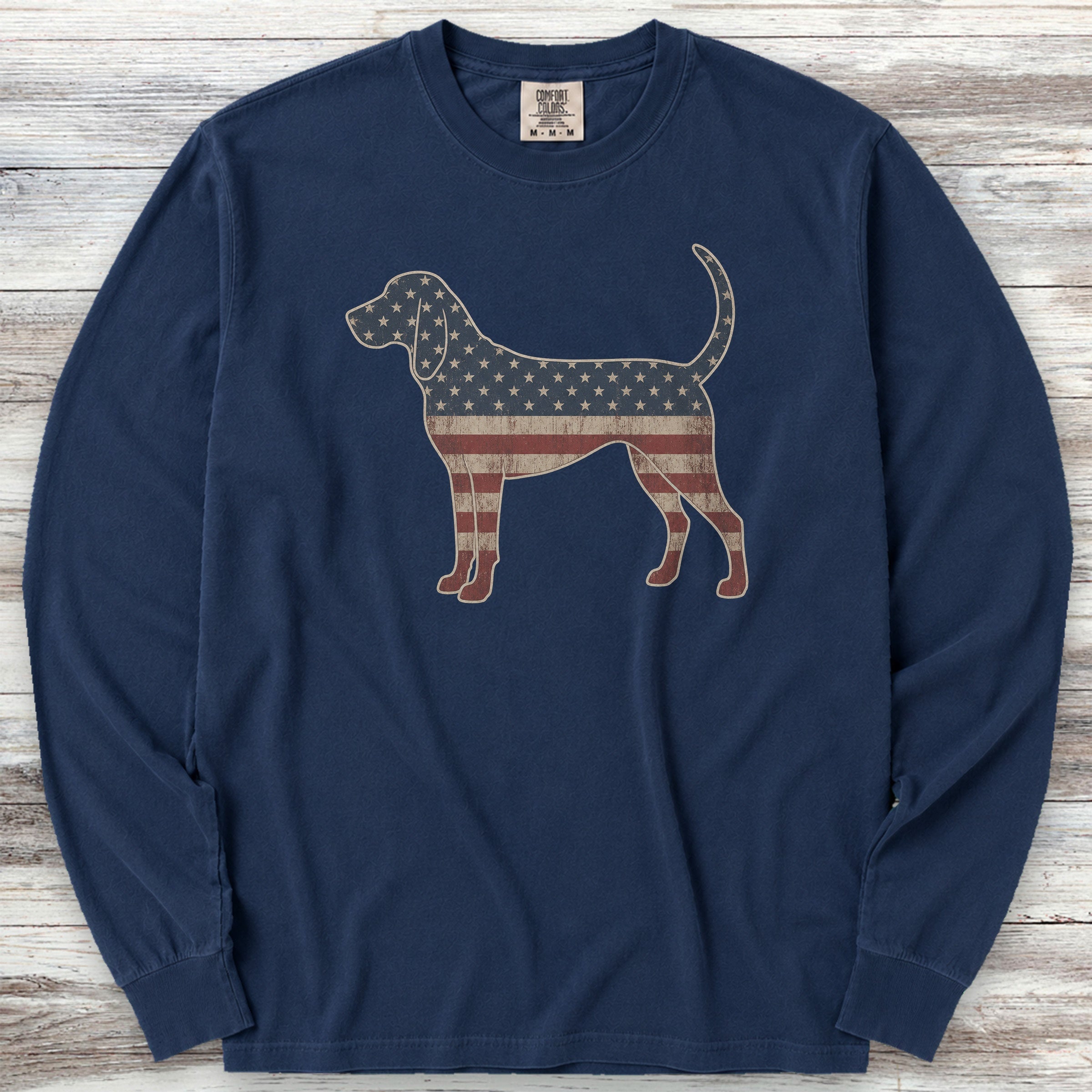 Coonhound Vintage USA Long Sleeve Tee - True Navy