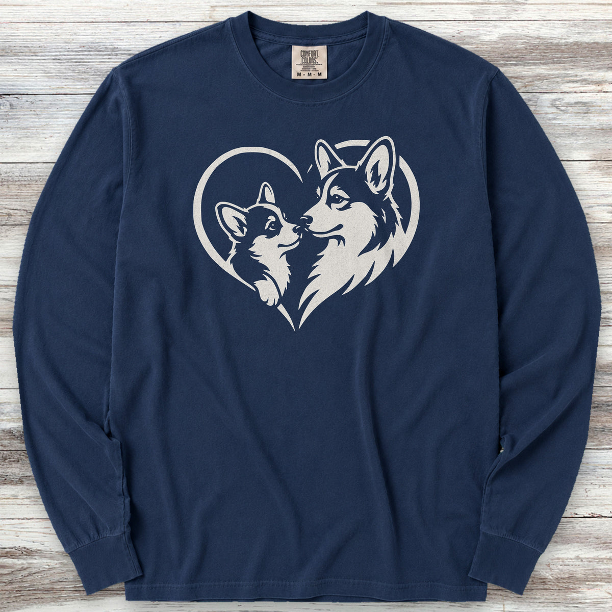 Corgi Heart Bond Long Sleeve Tee - True Navy