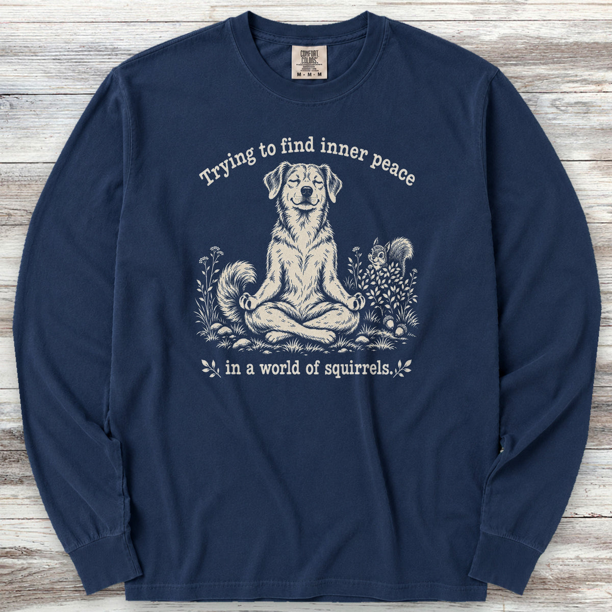 Inner Peace World of Squirrels Long Sleeve Tee - True Navy
