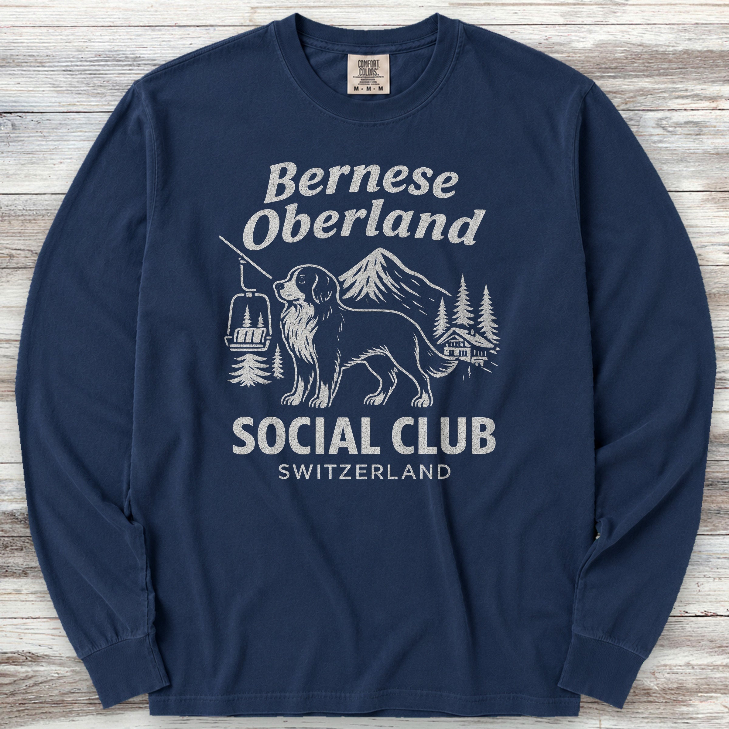 Bernese Mountain Dog Oberland Long Sleeve Tee - True Navy