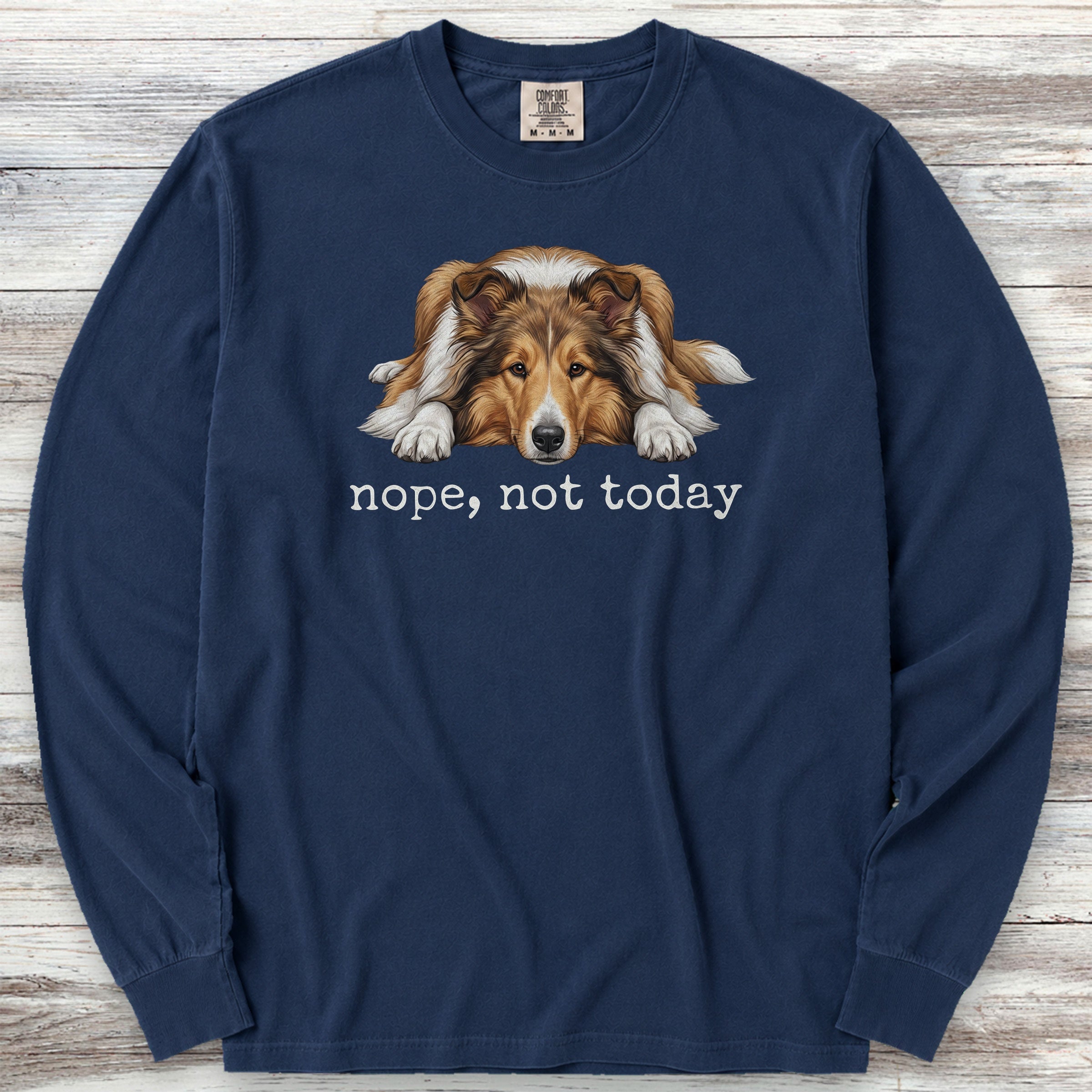 Rough Collie Nope Long Sleeve Tee - True Navy