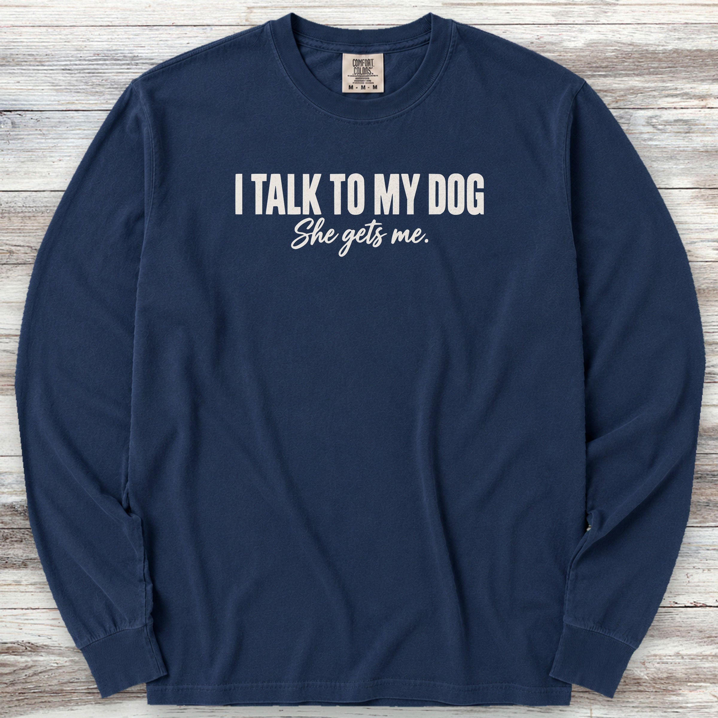 She Gets Me Long Sleeve Tee - True Navy