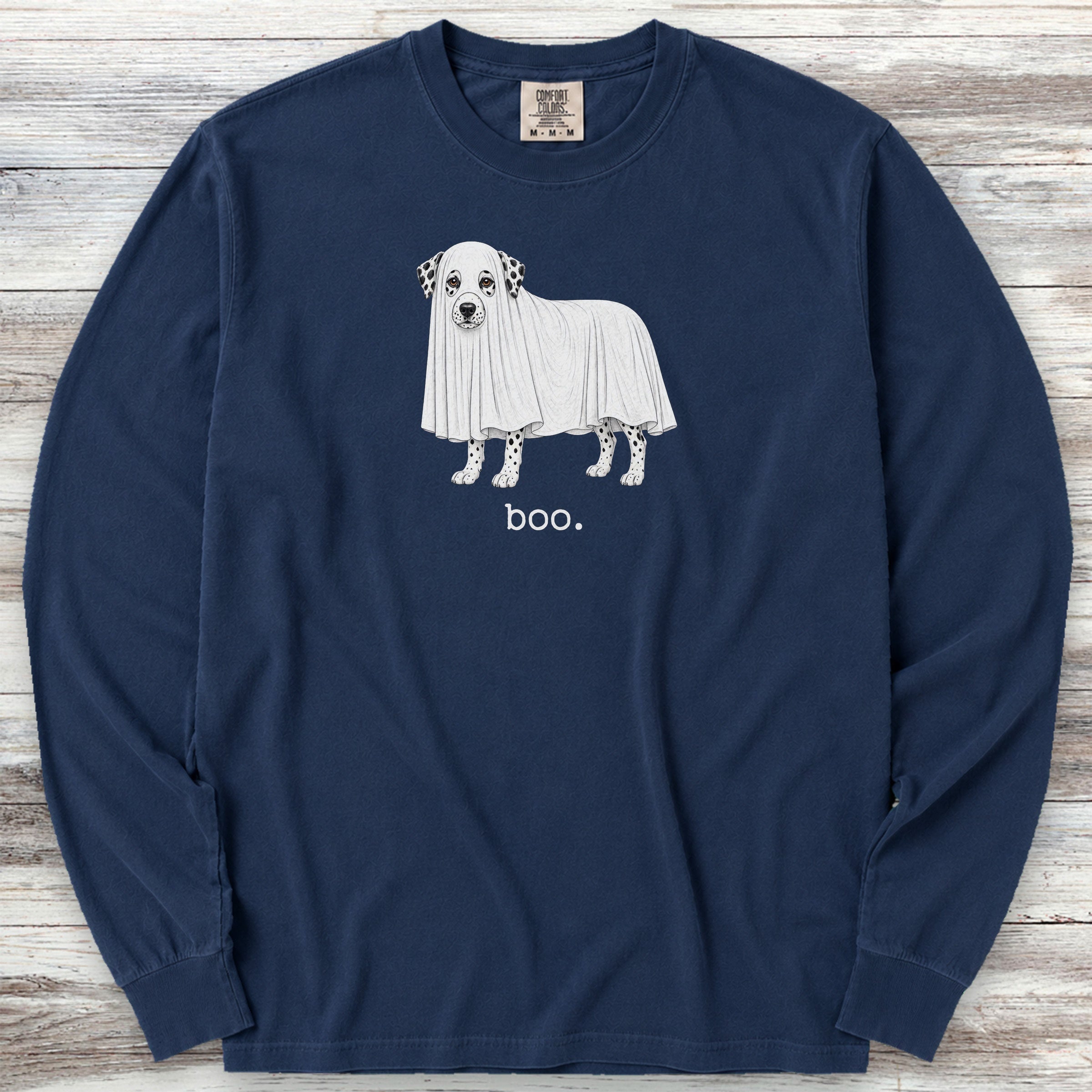 Dalmatian Boo Long Sleeve Tee - True Navy