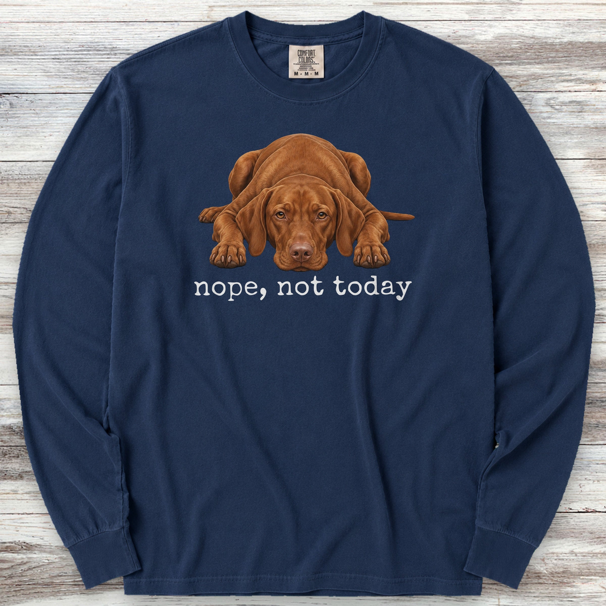 Vizsla Nope Long Sleeve Tee - True Navy