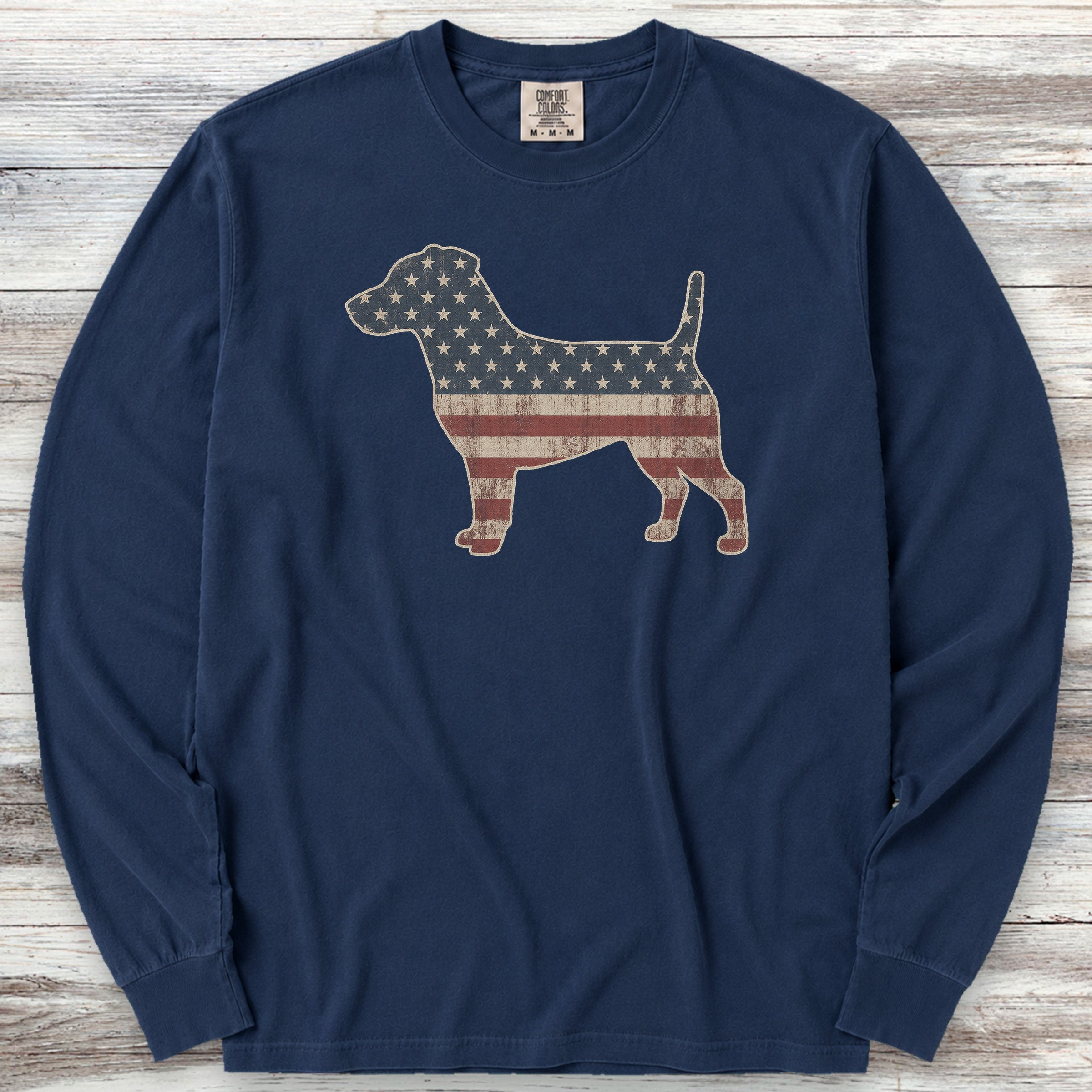 Jack Russell Vintage USA Long Sleeve Tee - True Navy
