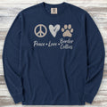 Border Collie Peace Long Sleeve Tee - True Navy