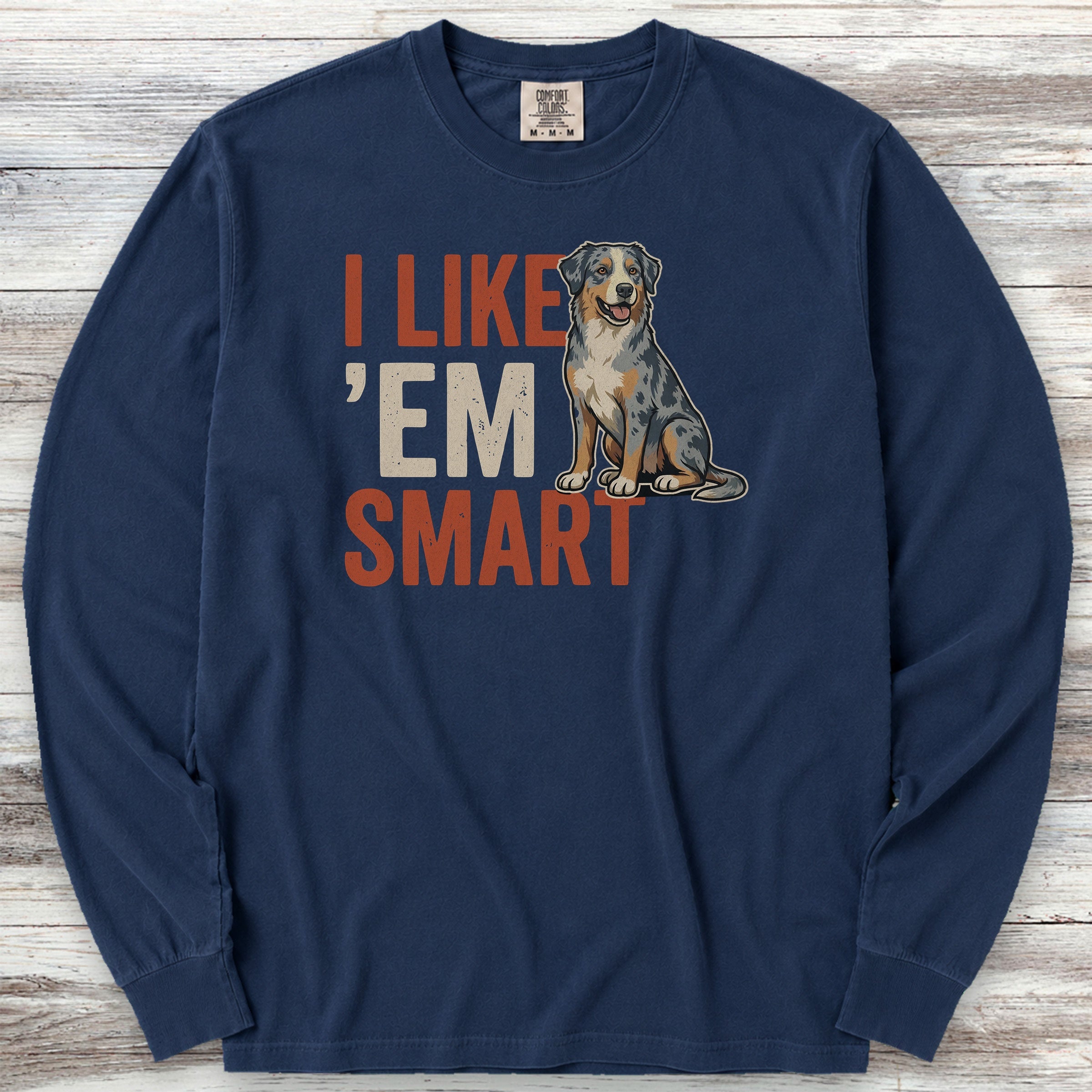 Australian Shepherd Smart Long Sleeve Tee - True Navy