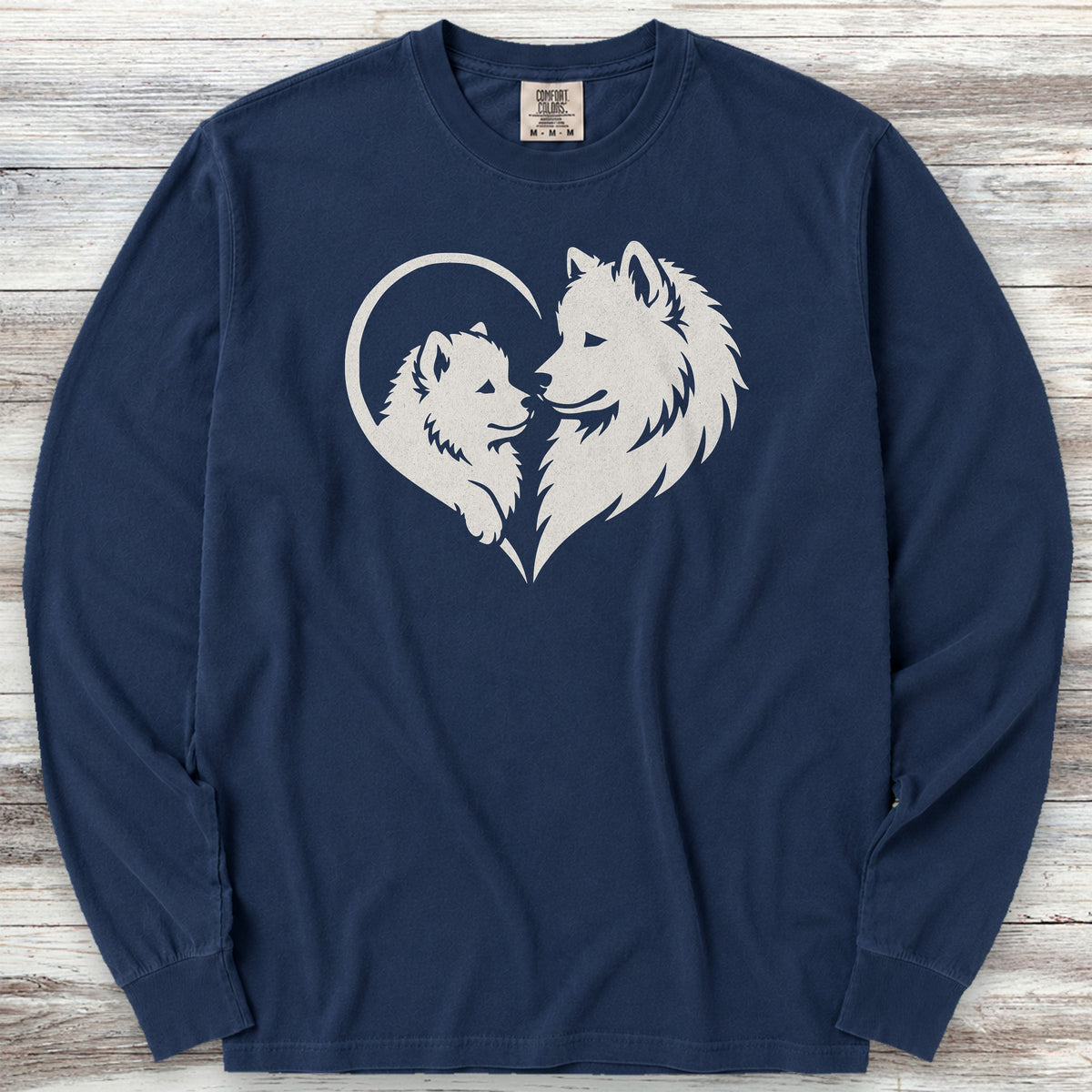 Samoyed Heart Bond Long Sleeve Tee - True Navy