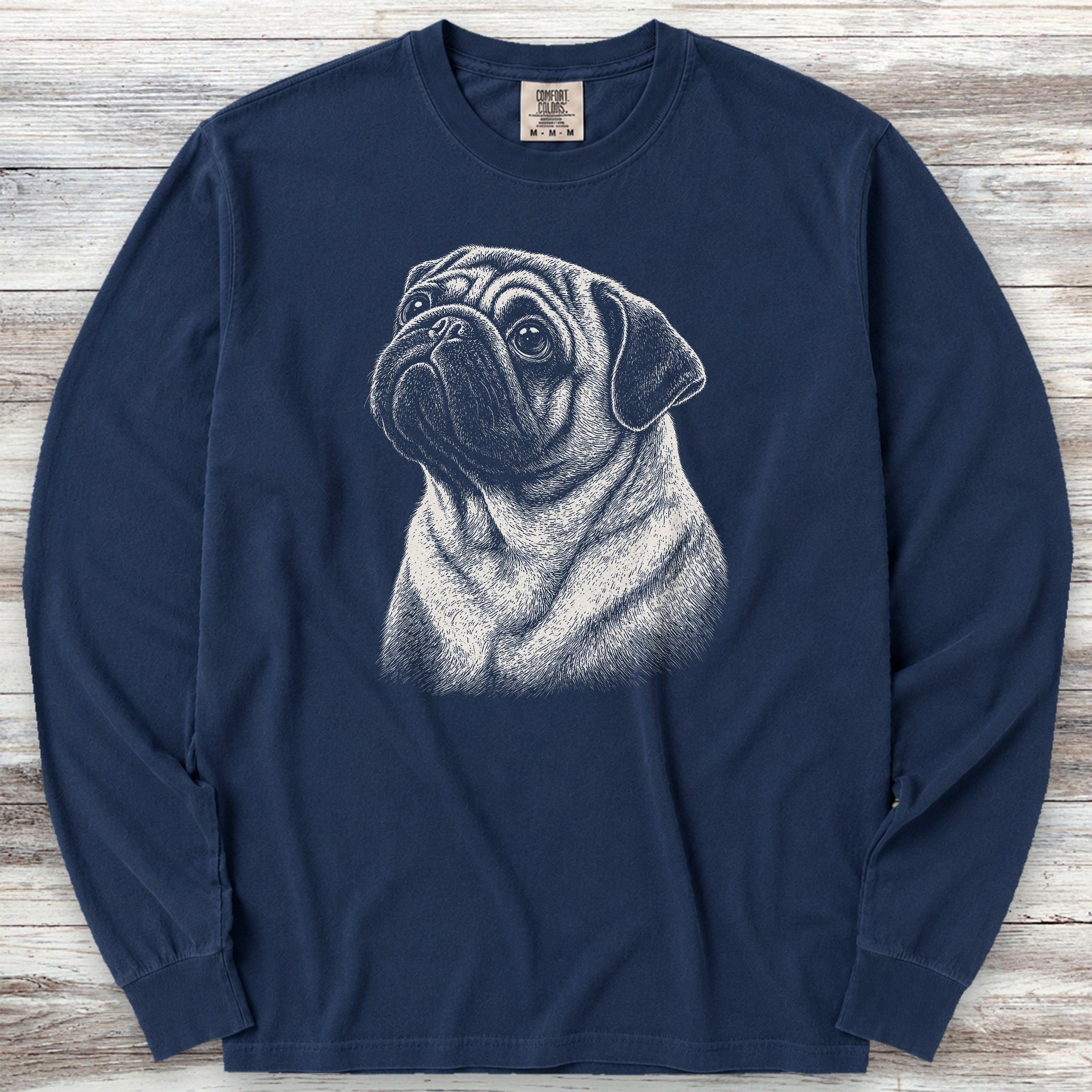 Pug Loyalty Long Sleeve Tee - True Navy