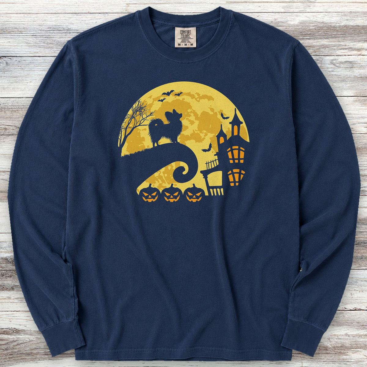 Papillon Halloween Moon Long Sleeve Tee - True Navy