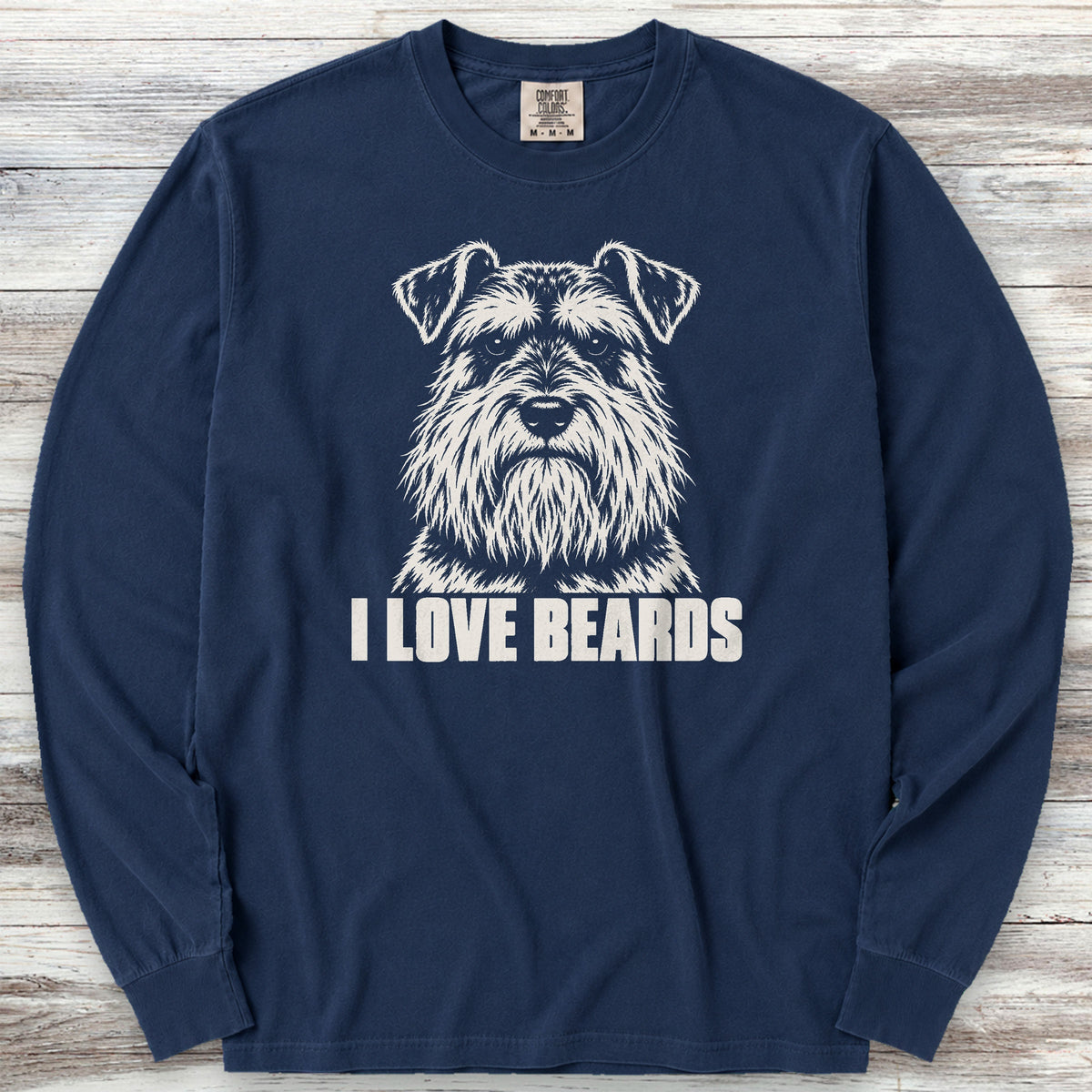 Schnauzer I Love Beards Long Sleeve Tee - True Navy