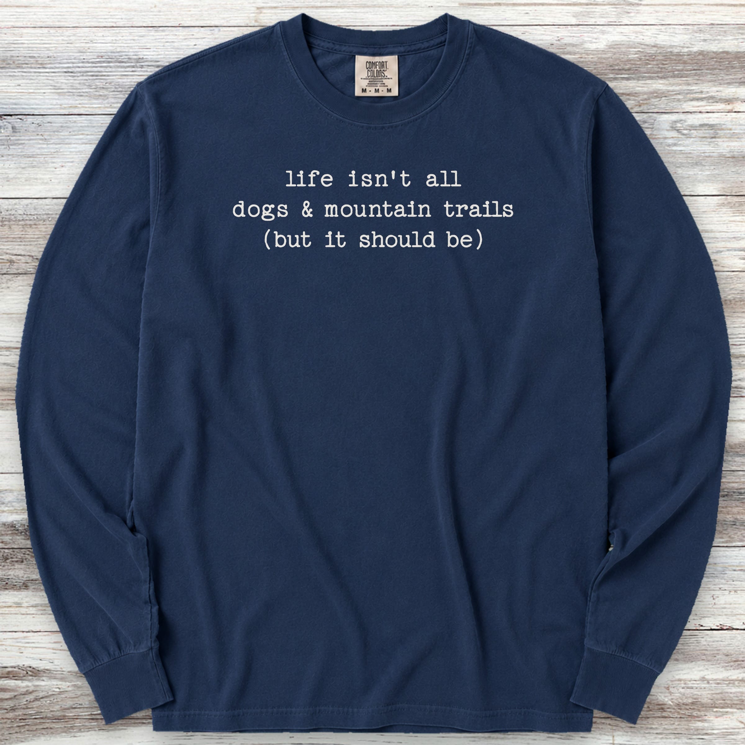 Dogs & Mountain Trails Long Sleeve Tee - True Navy