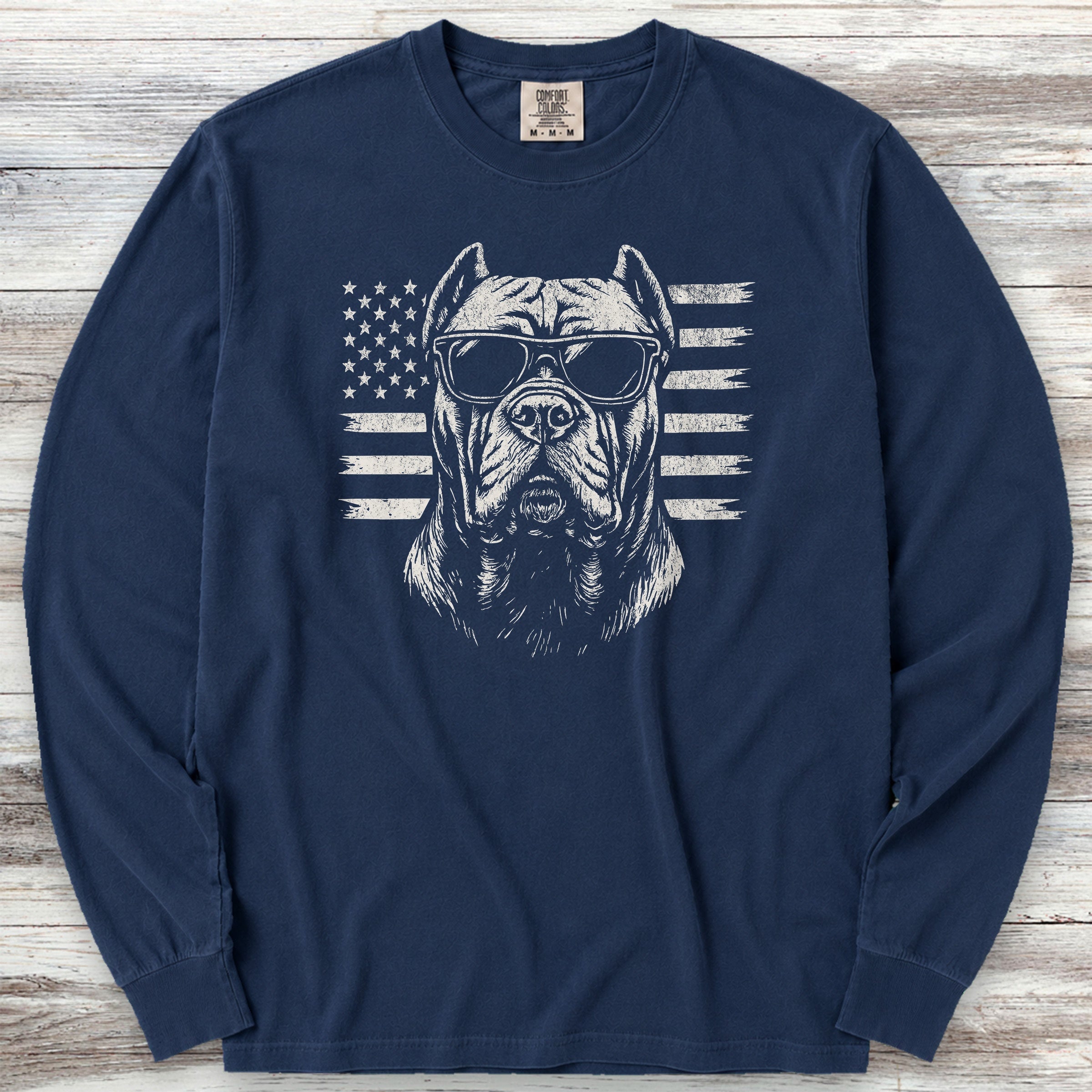 Cane Corso Flag Long Sleeve Tee - True Navy
